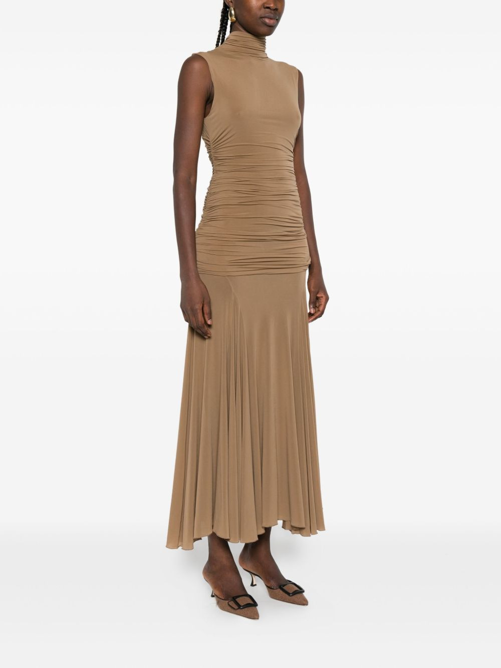 high-neck draped maxi dress - 3