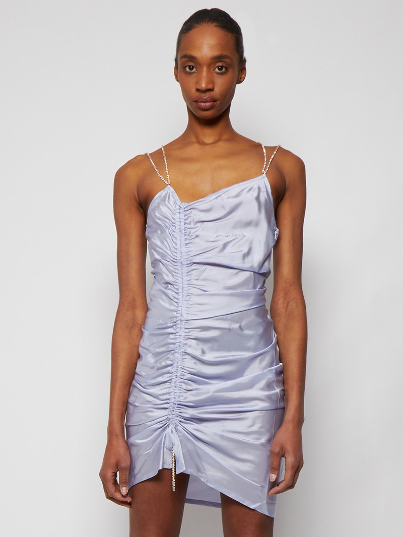 Asymmetrical Gathered Logo Dress New Light Blue 3