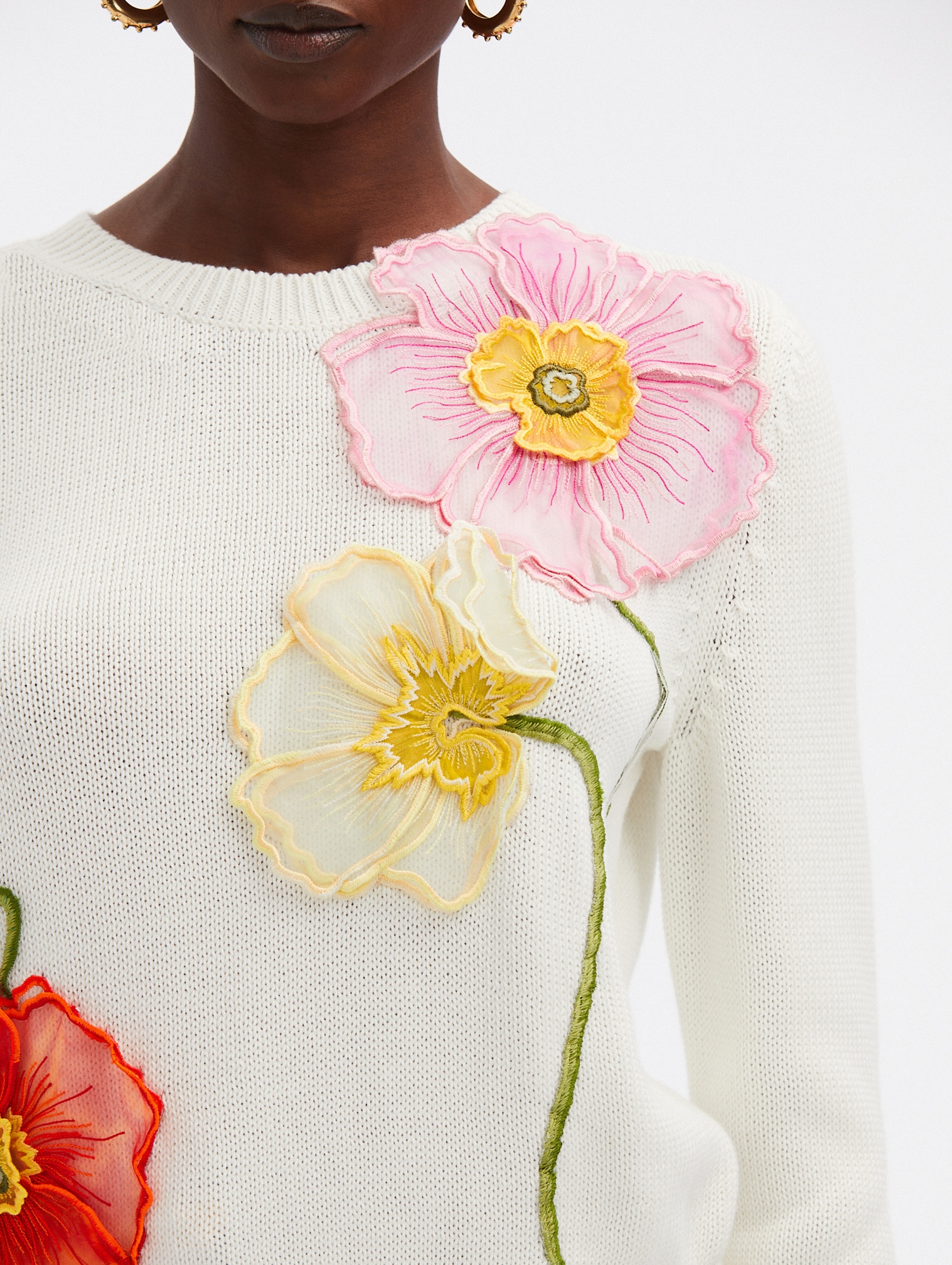 PAINTED POPPIES EMBROIDERED PULLOVER - 4