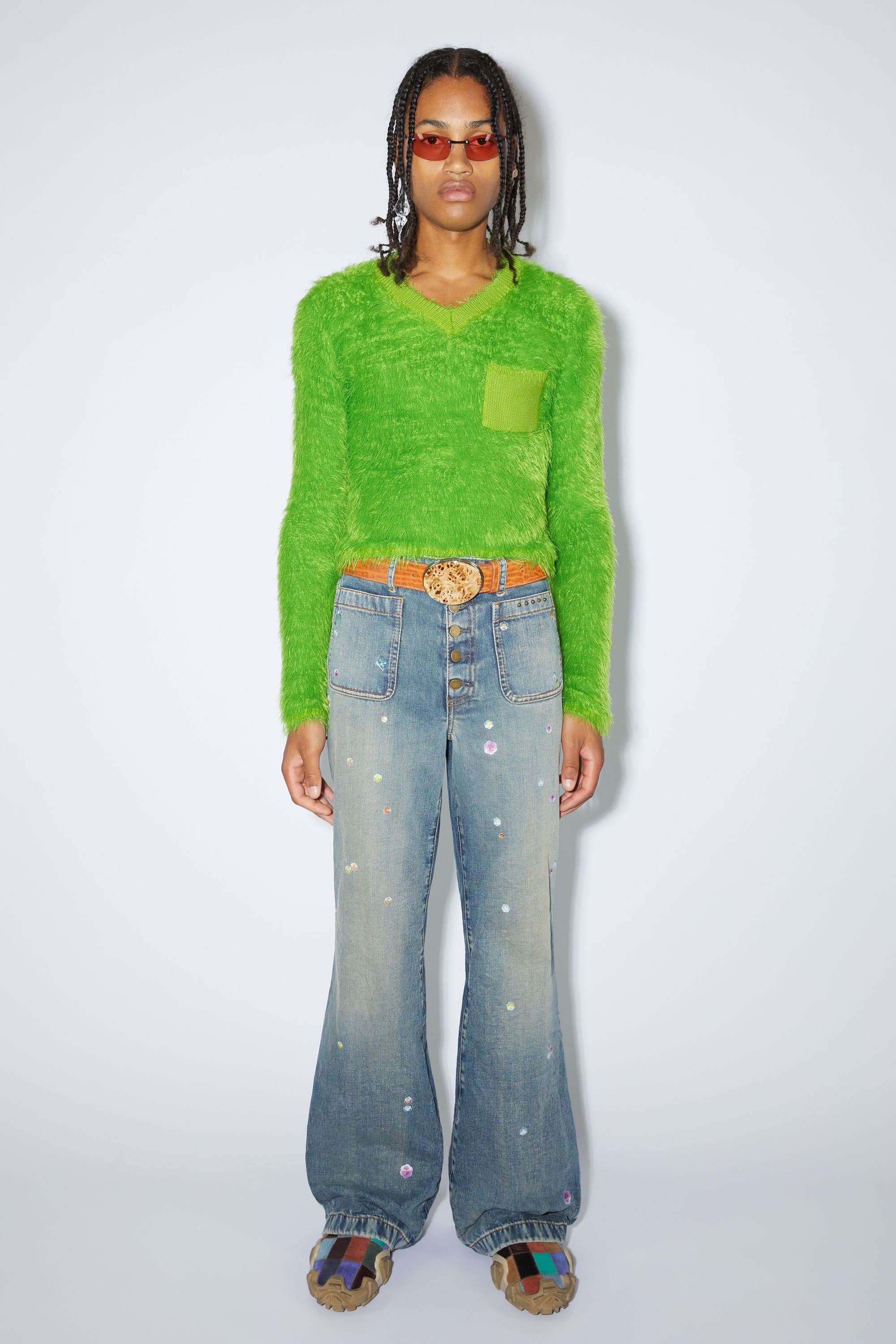 Printed denim trousers - Mid blue - 2