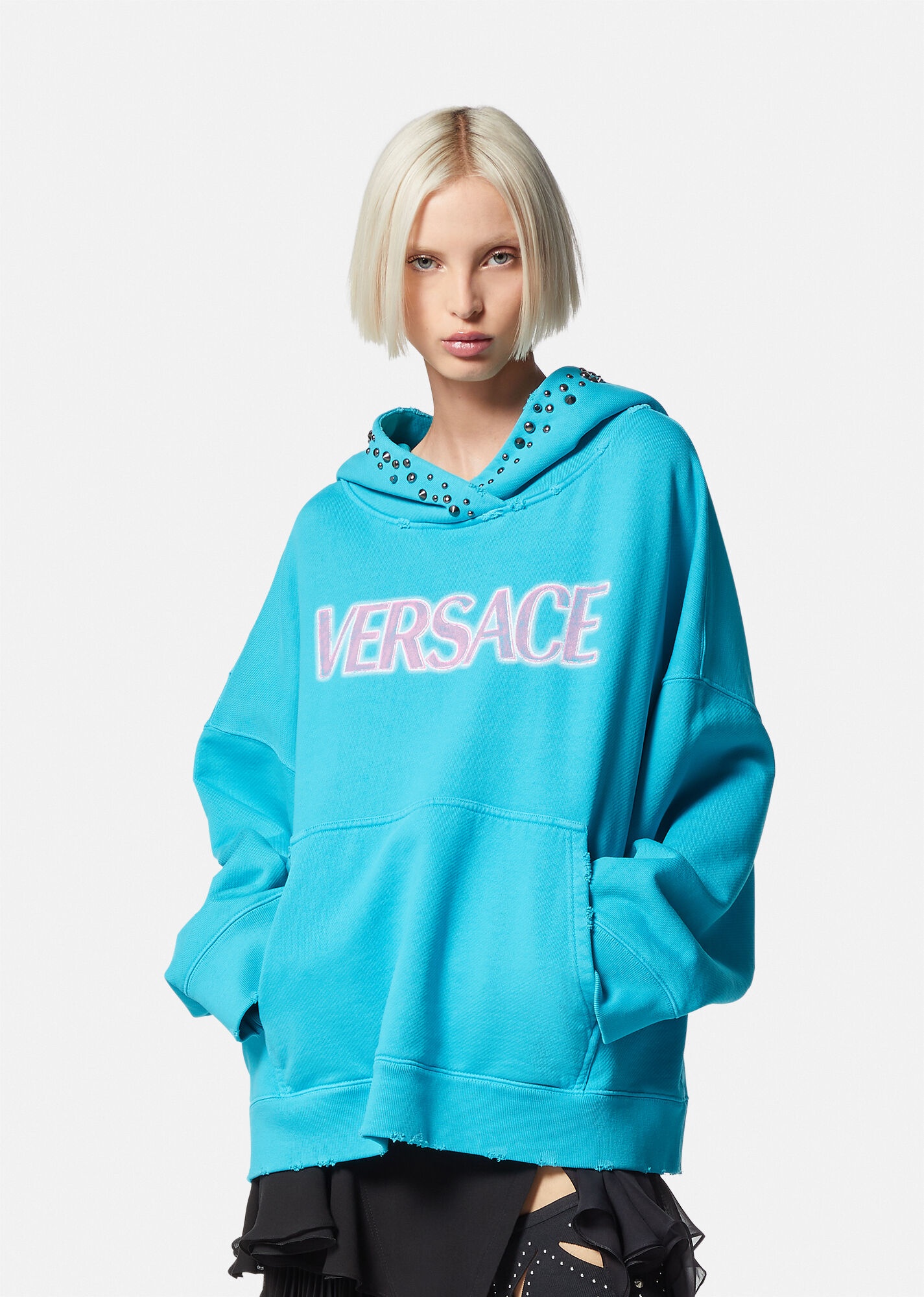 Studded Distressed Logo Hoodie - 3