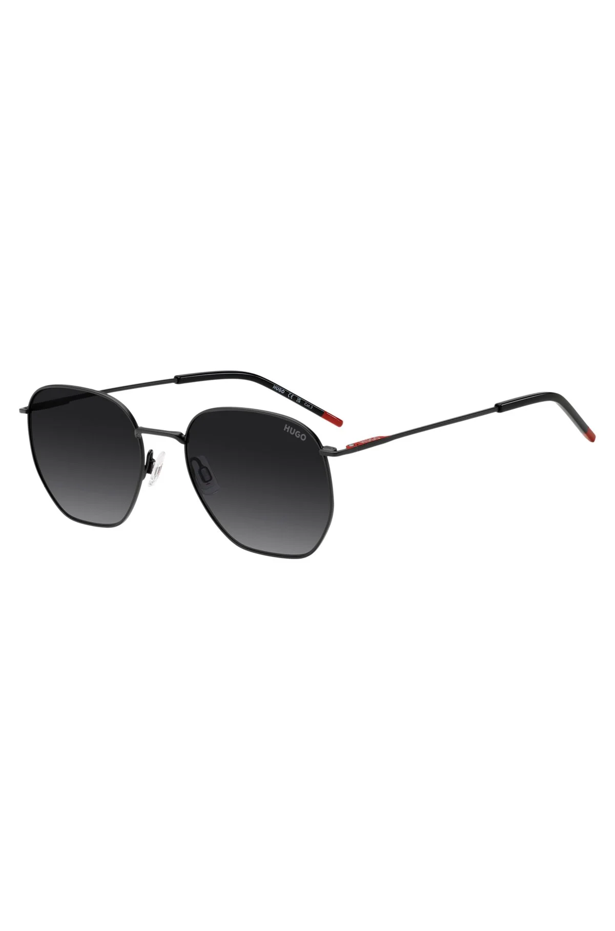 MATTE-BLACK SUNGLASSES IN STAINLESS STEEL WITH RED DETAILS - 1