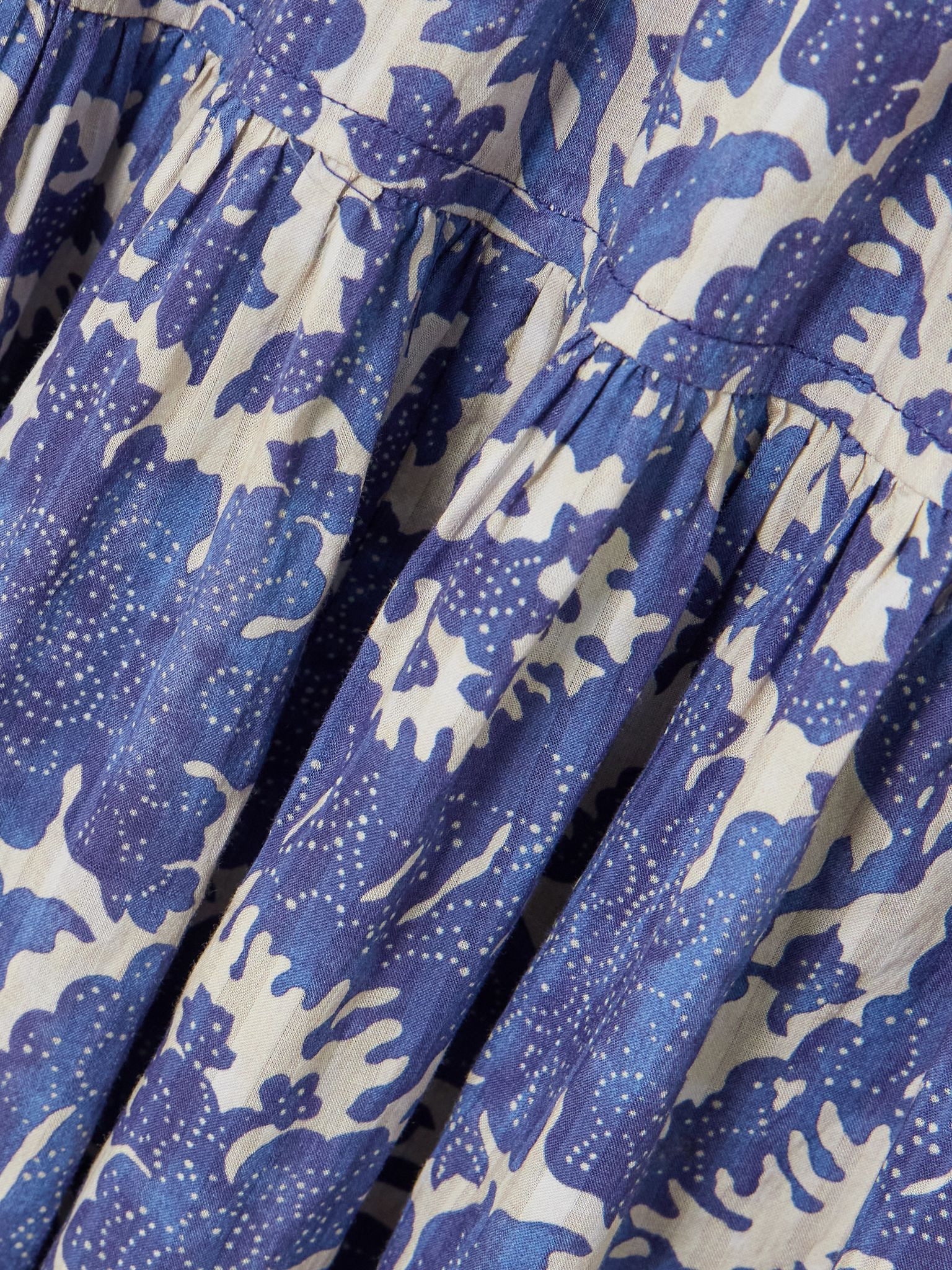 Kairi ruffled tiered floral-print cotton-blend midi dress Blue - 4