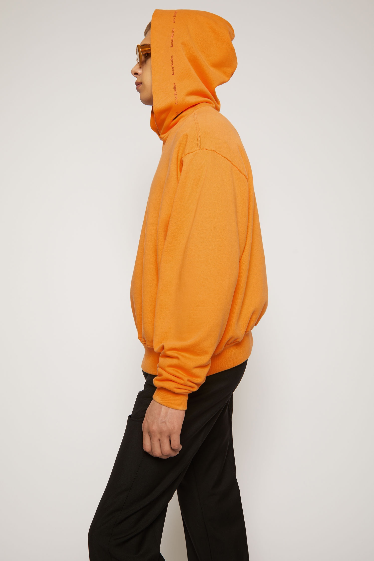 Logo print hooded sweatshirt peach orange - 3