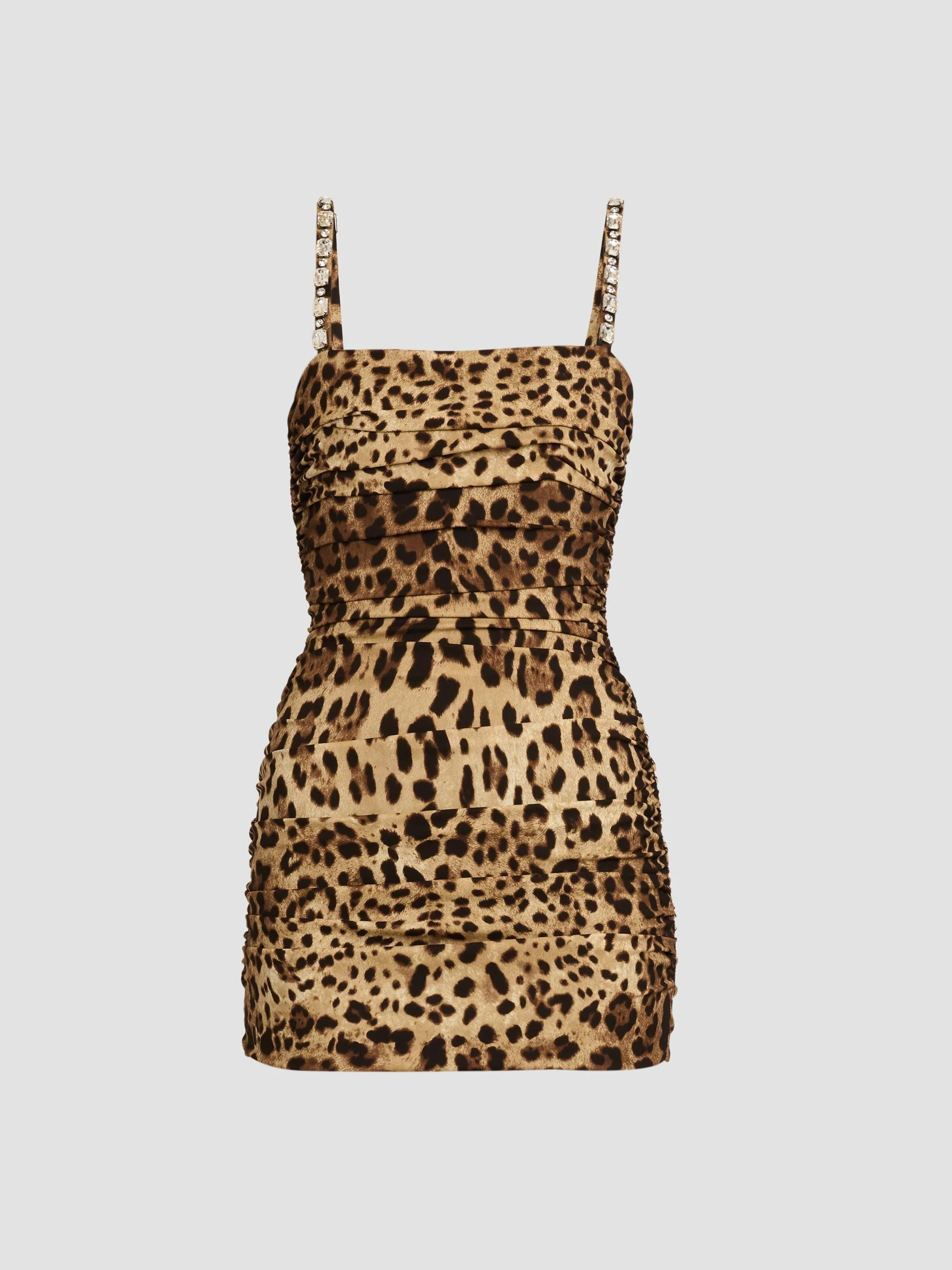 Women's Ruched Leopard-Print Silk Charmeuse Mini Dress - Leo - 1