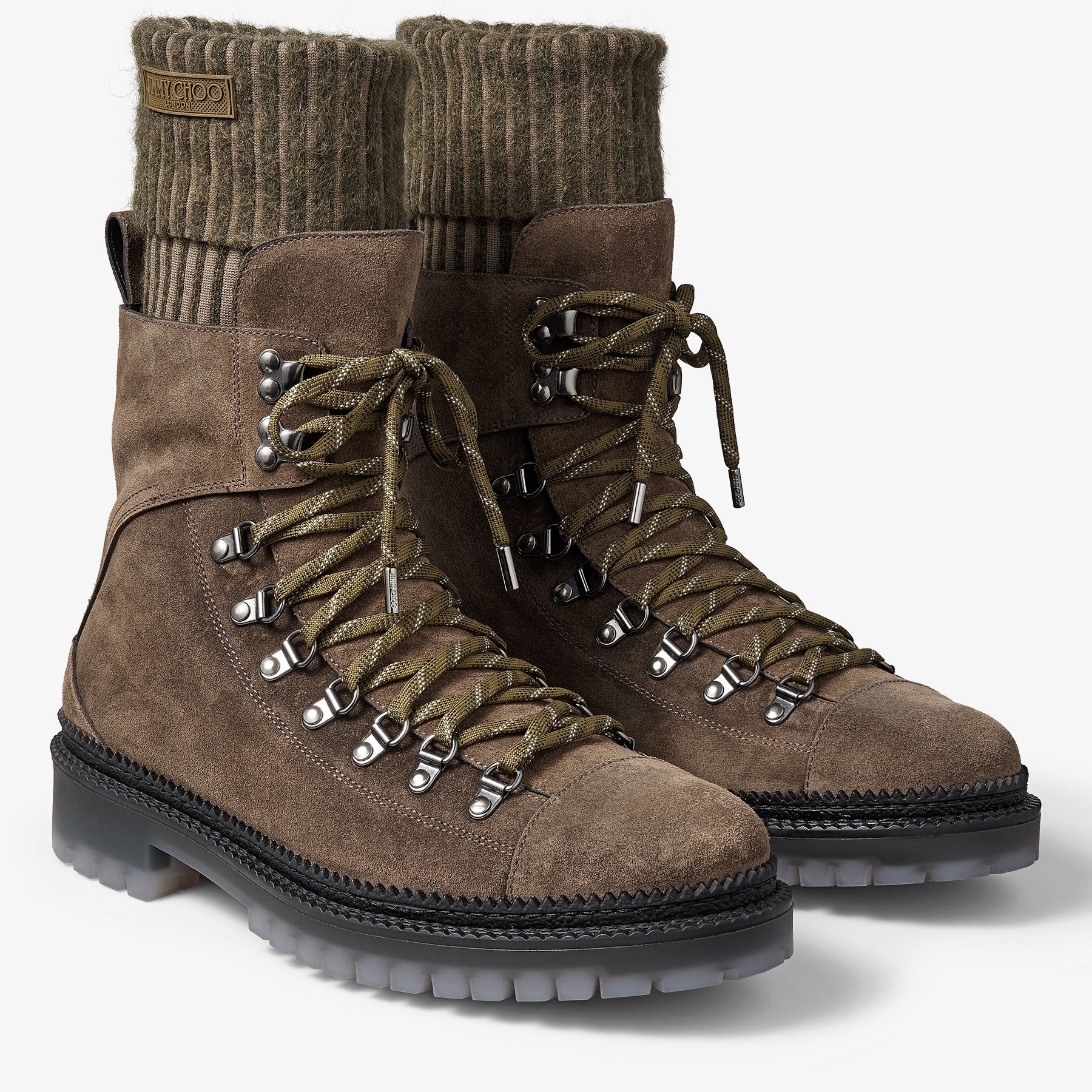 Devin
Umber Crosta Suede Boots with Knitted Socks - 2