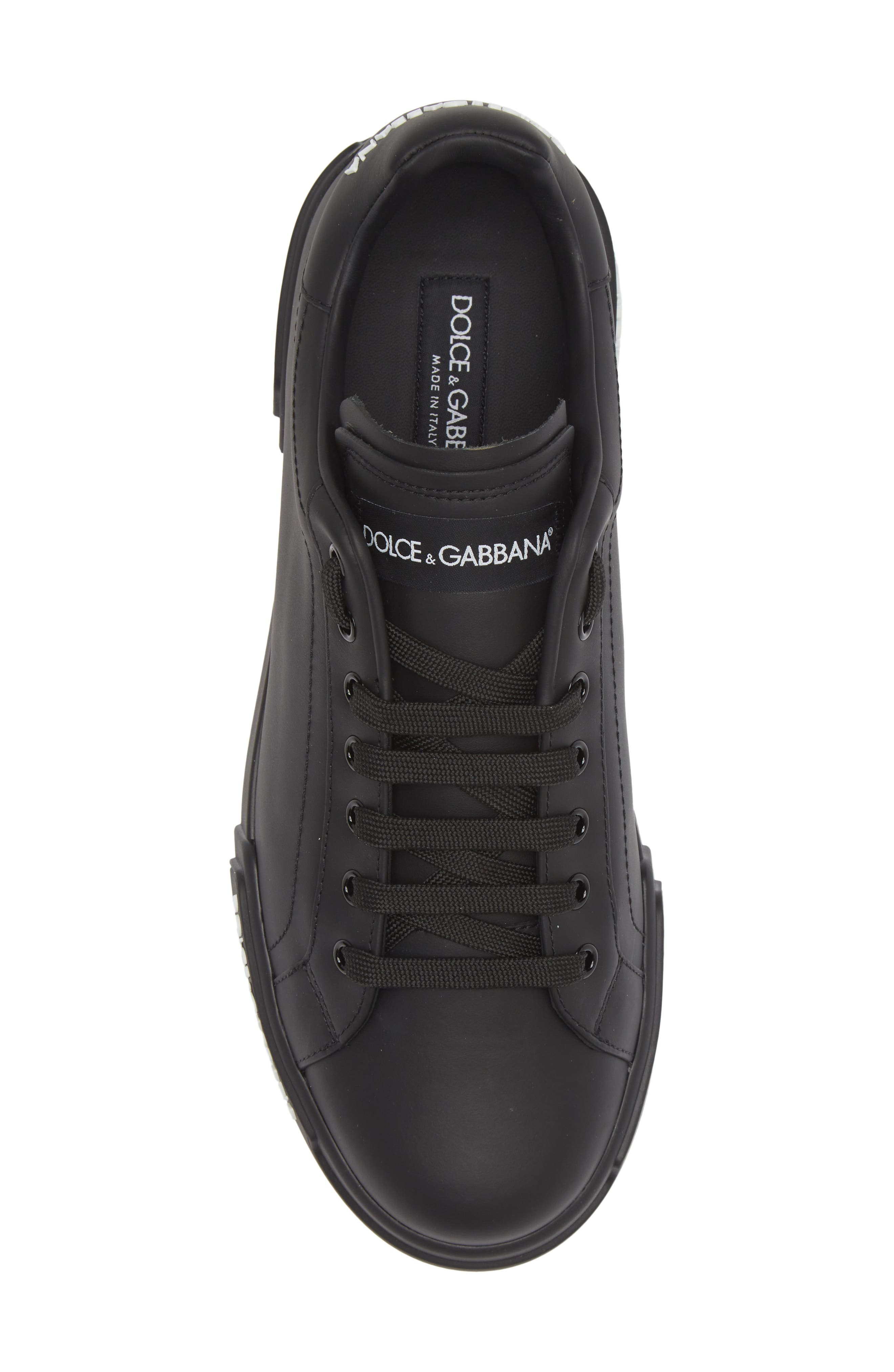 Dolce&Gabbana Portofino Logo Detail Sneaker in Black/Black at Nordstrom - 5