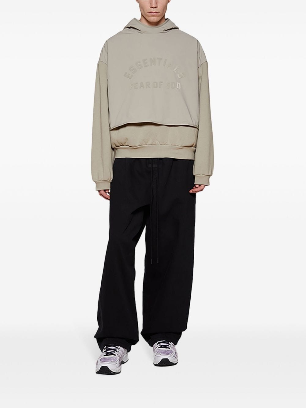 layered logo-print fleece hoodie - 2