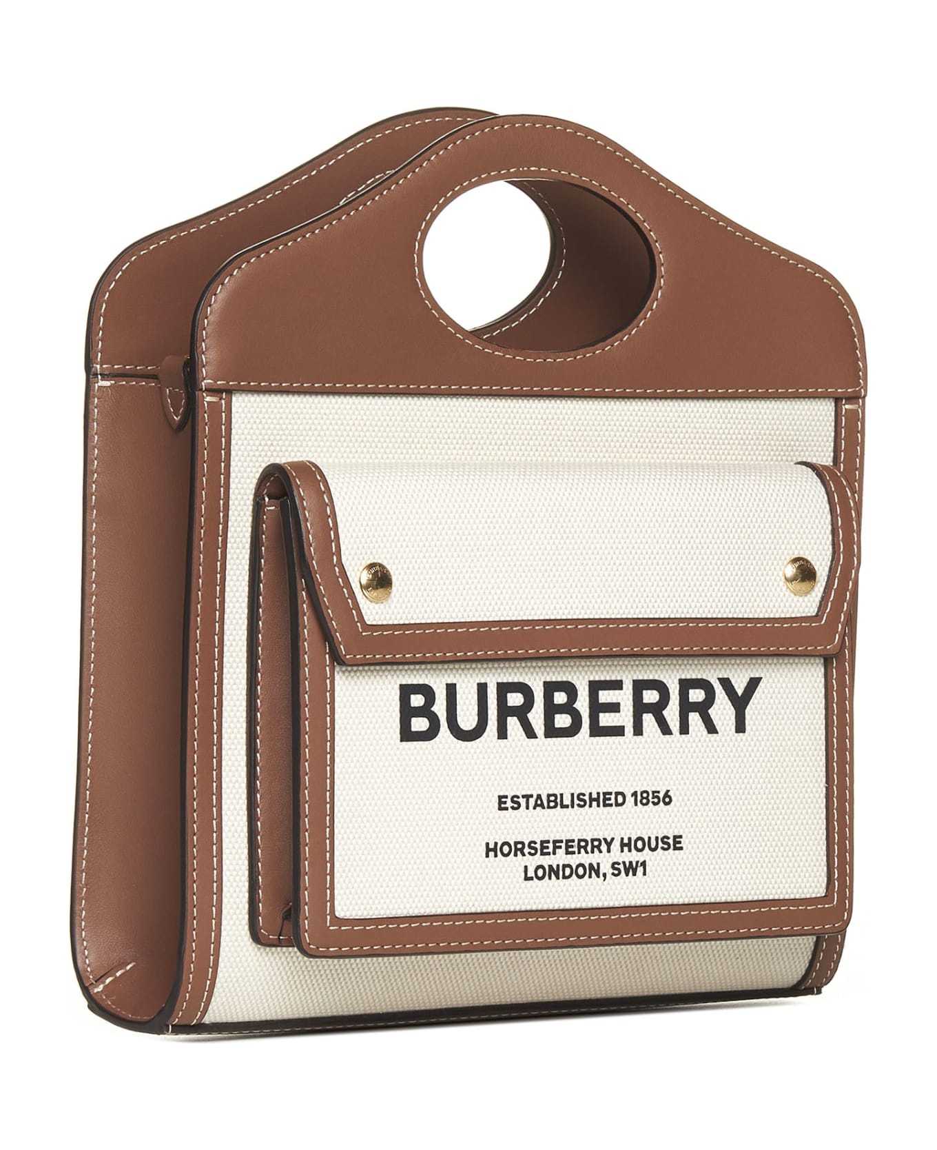 Mini Two-tone Canvas And Leather Pocket Bag - 2