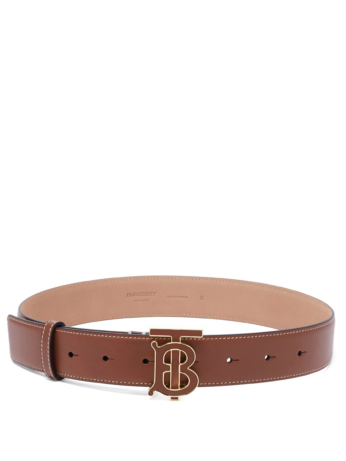 TB-buckle leather belt - 4