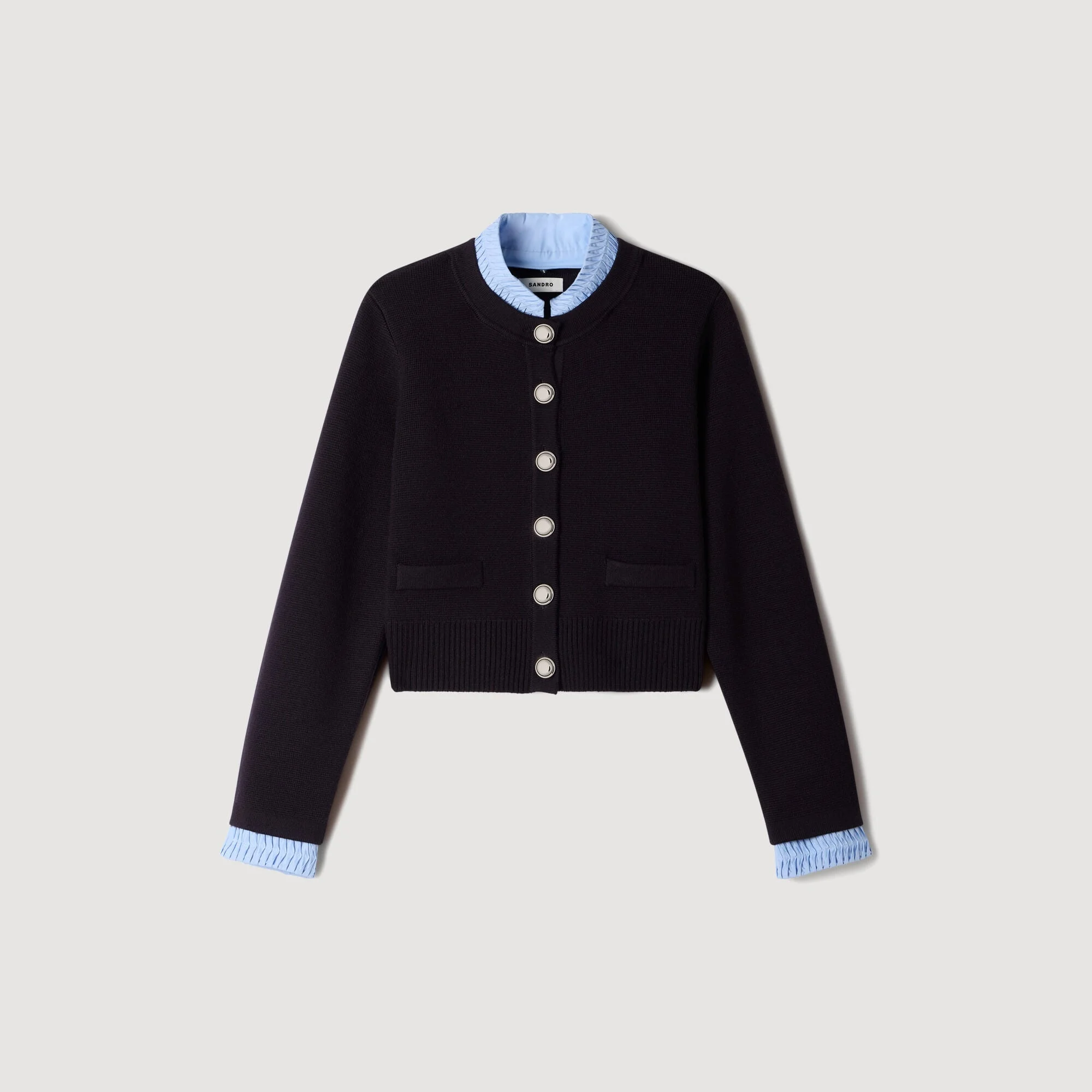 TWO-TONE ORIGAMI COLLAR CARDIGAN - 1