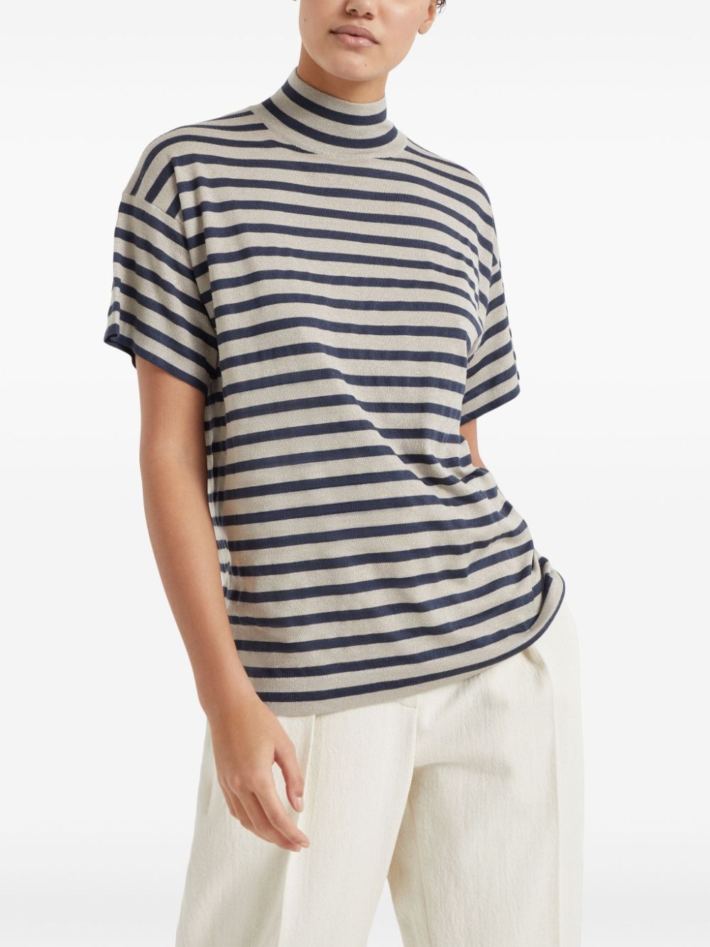 striped fine-knit top - 3