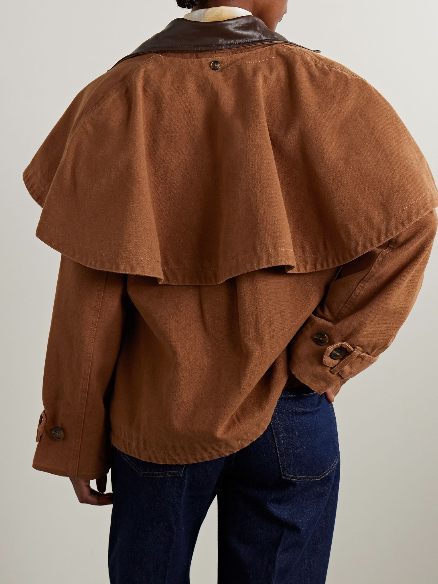 Carolyn cape-effect cotton-canvas jacket Camel - 3