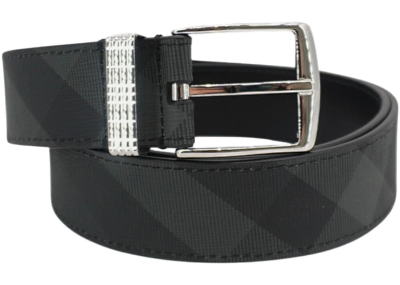 Burberry Check and Leather Belt Black - 1