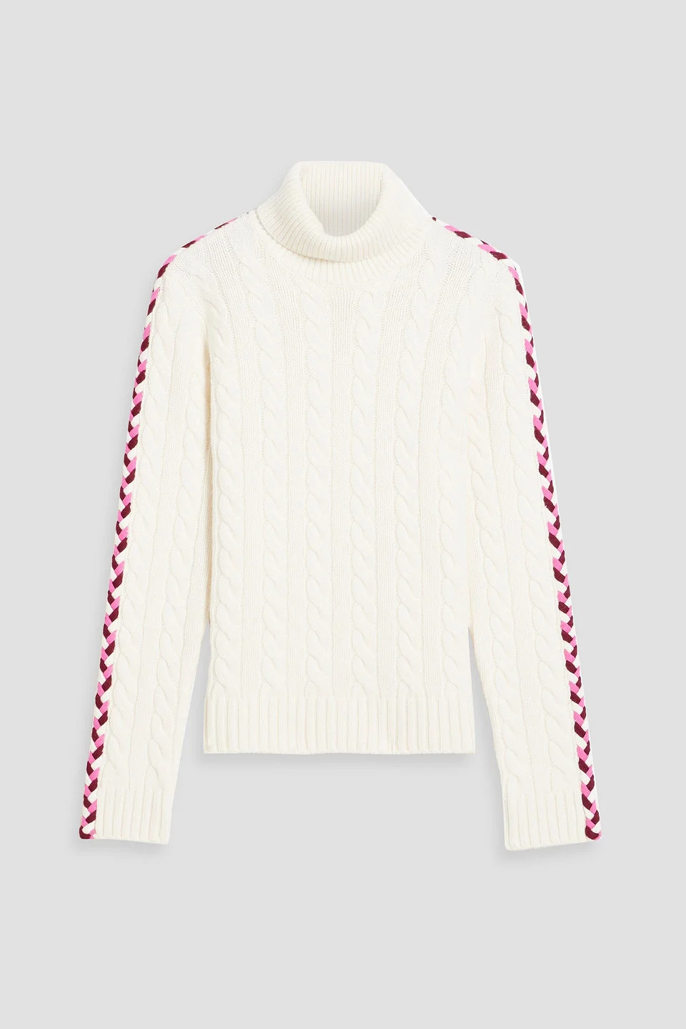 Embroidered cable-knit wool turtleneck sweater - 1