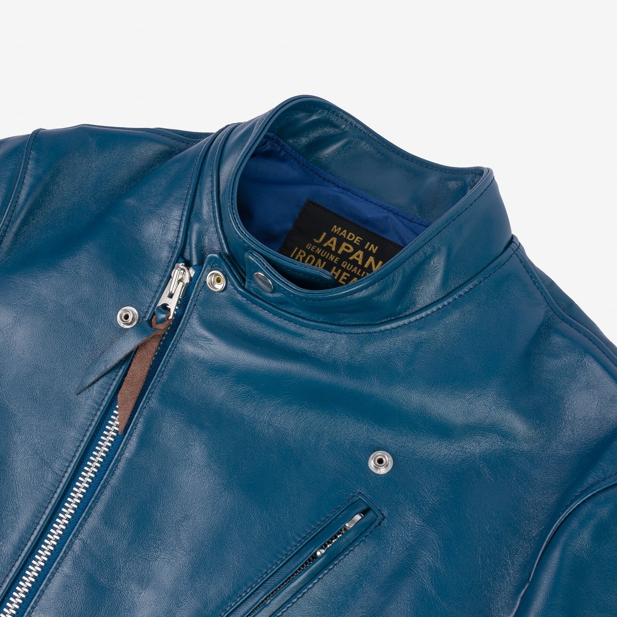 IHJ-128-BLU Japanese Horsehide Double Motorcycle Jacket - Blue - 7