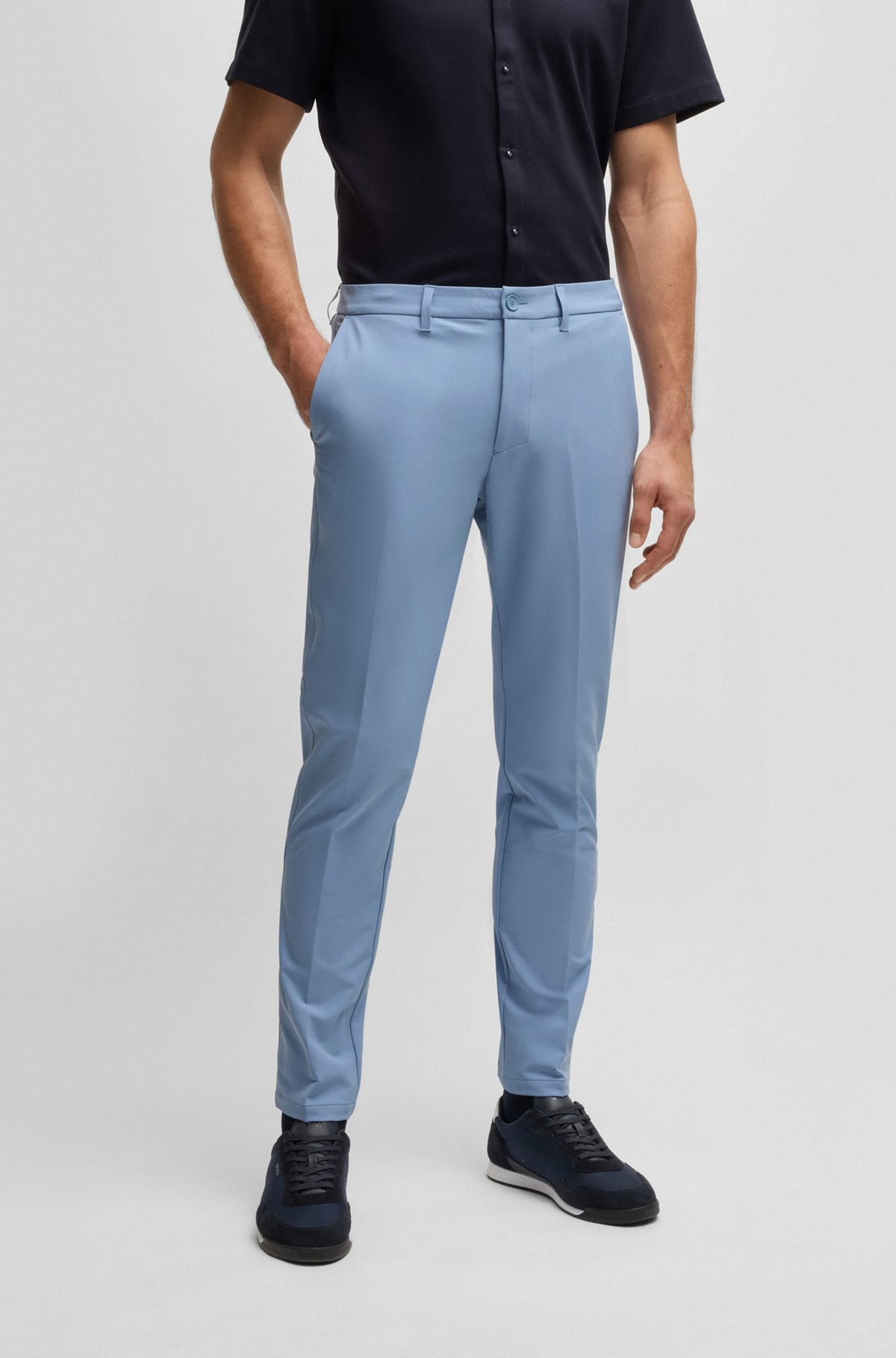 SLIM-FIT PANTS IN WATER-REPELLENT STRETCH FABRIC - 2