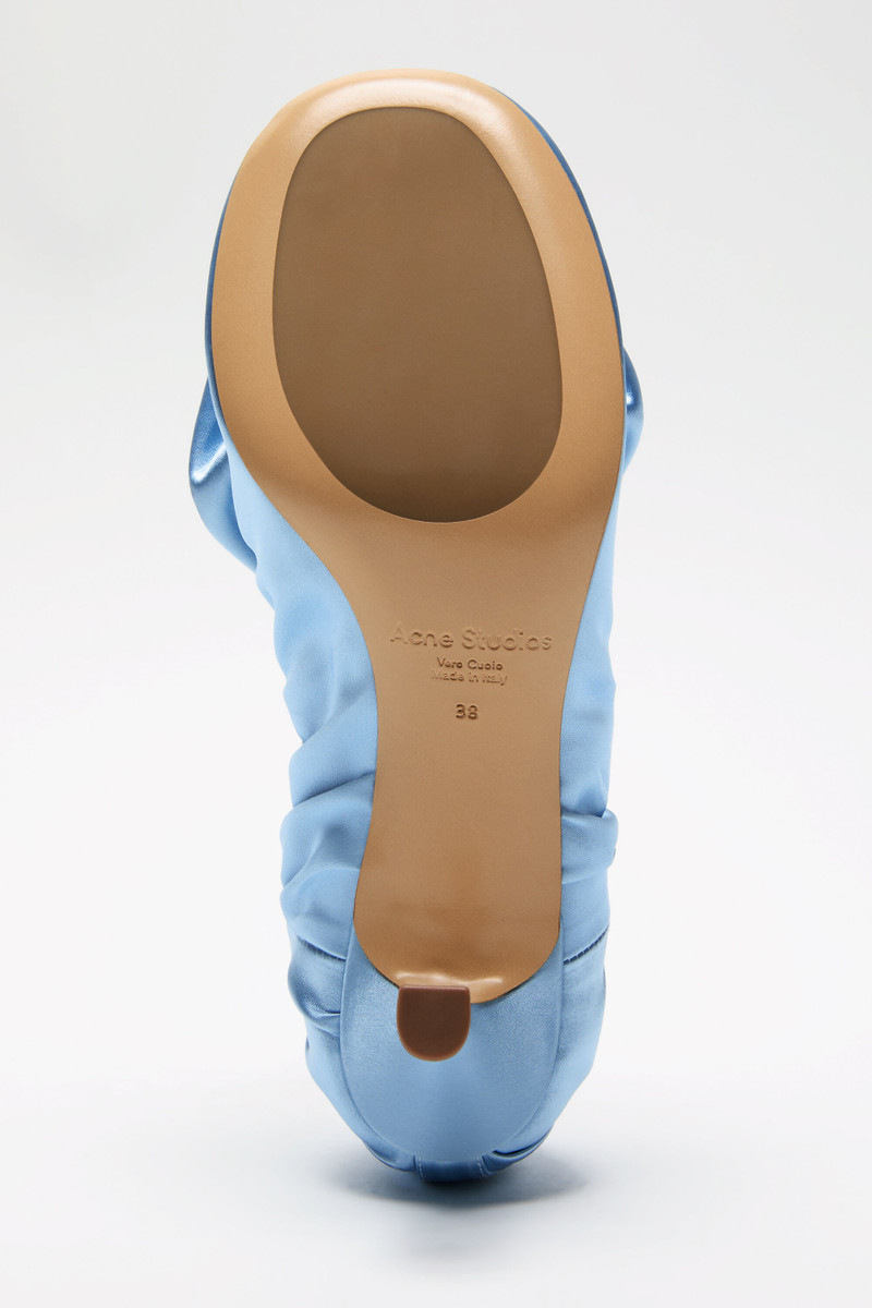 Satin bow heels - Sky blue 5