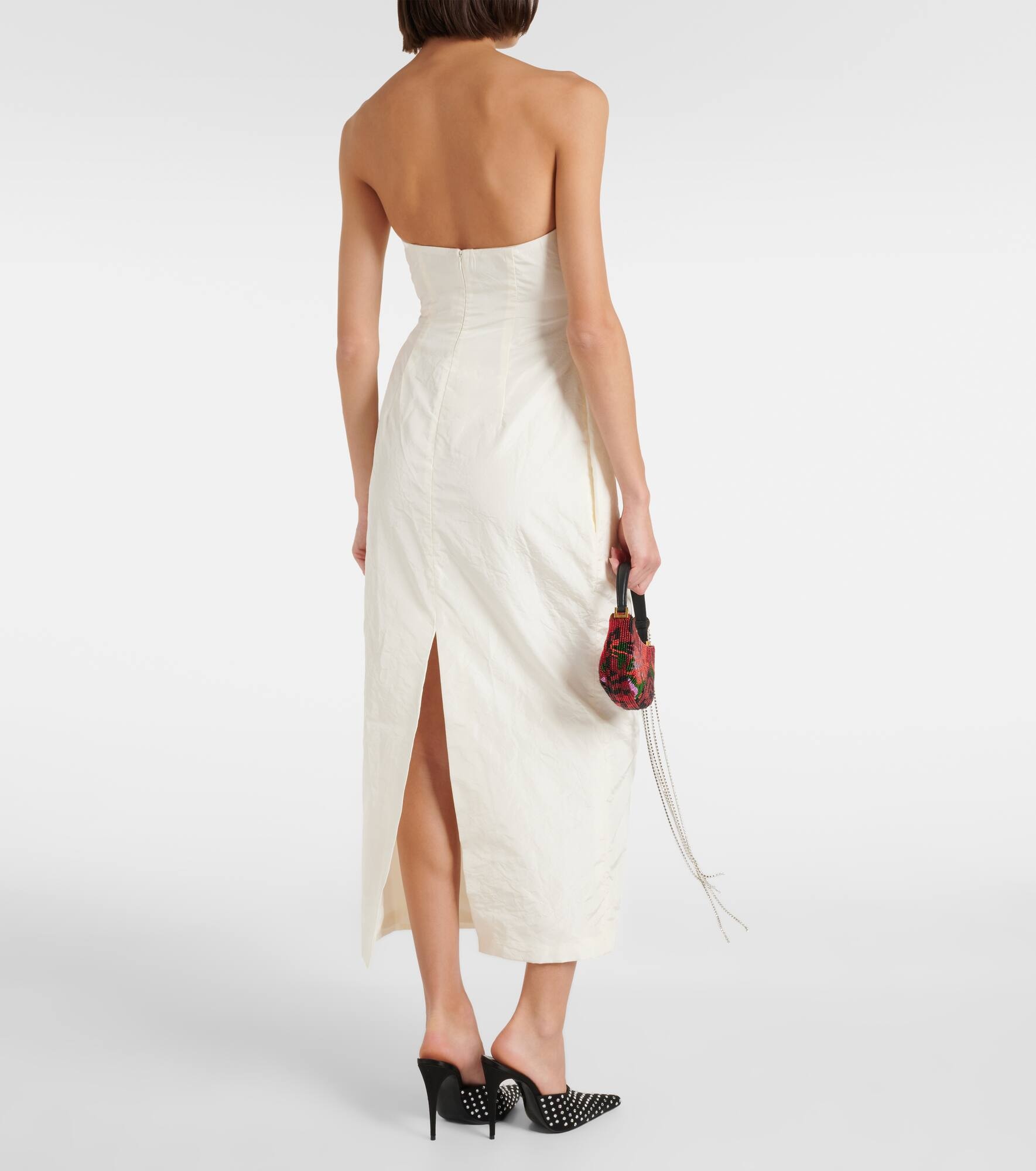 Strapless silk taffeta midi dress - 3