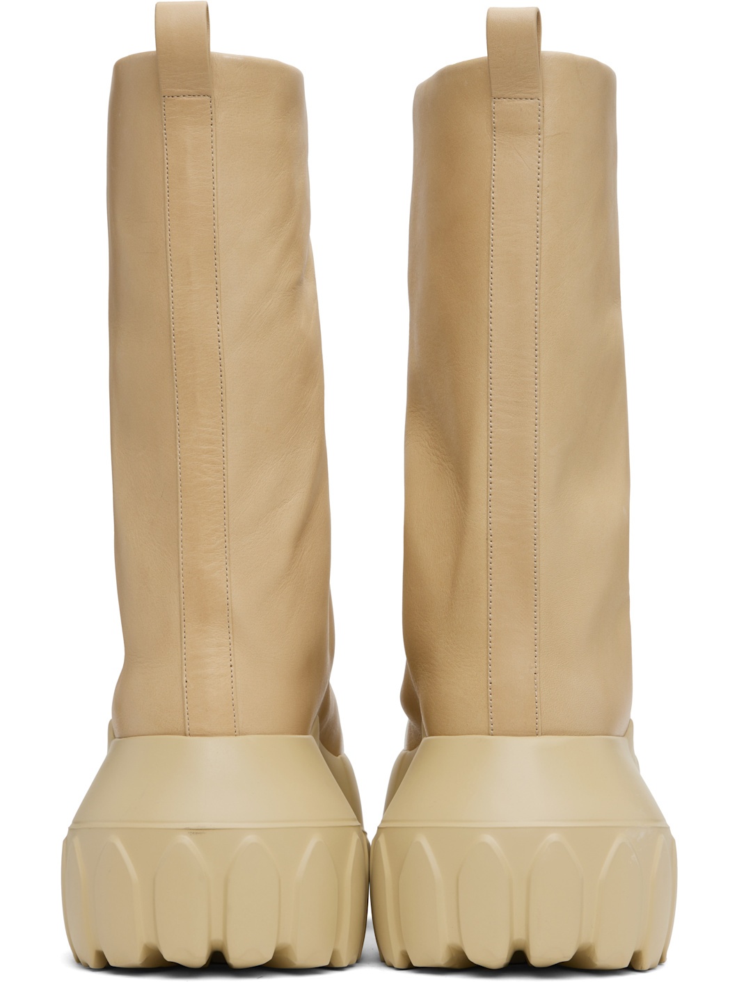 Beige Hollywood Flared Mega Tractor Boots - 2
