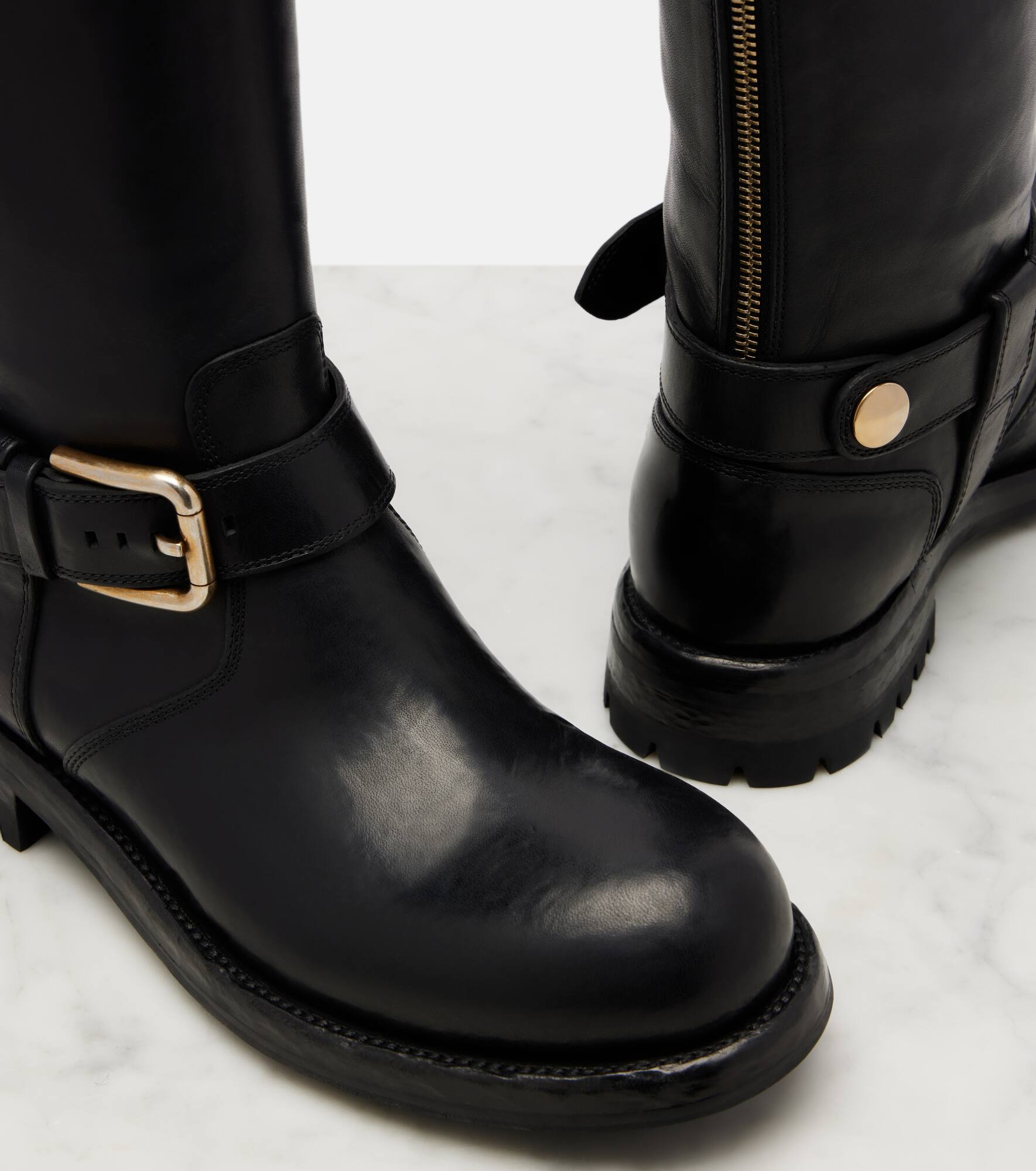 Leather biker boots - 5