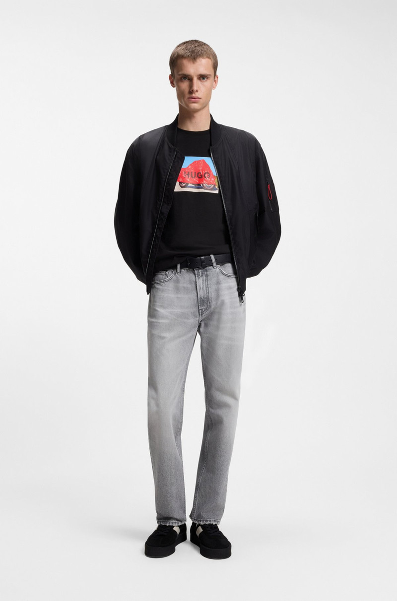 HUGO COTTON-JERSEY T-SHIRT WITH BIKER-INSPIRED ARTWORK outlook