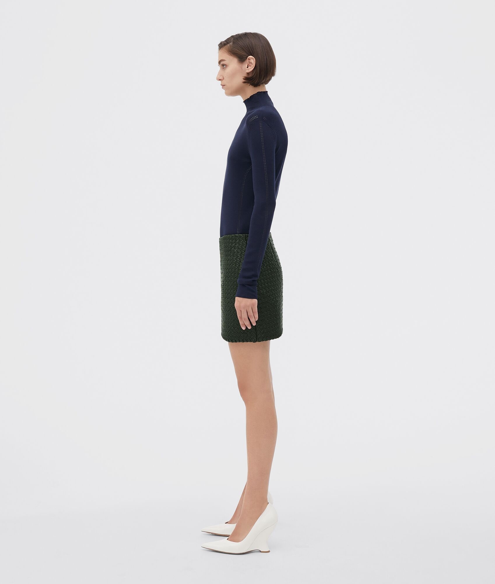 bonded intrecciato leather skirt - 2