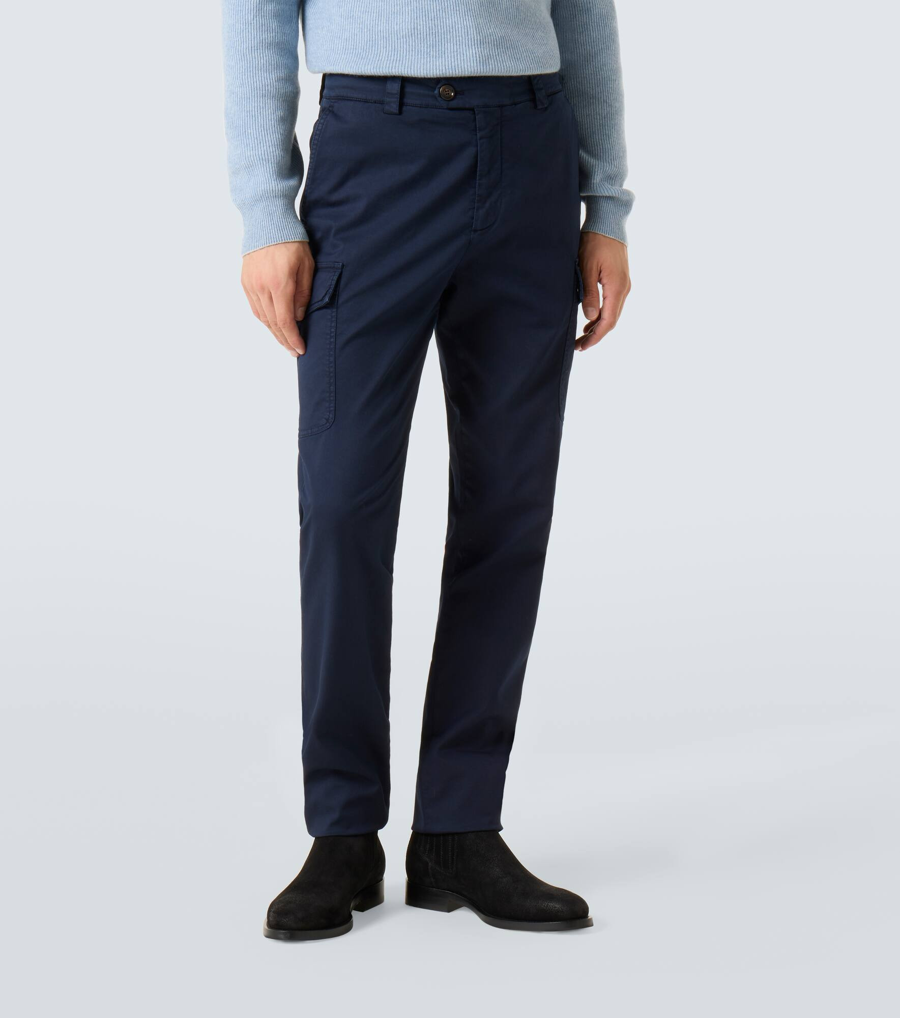 Cotton-blend slim pants - 3