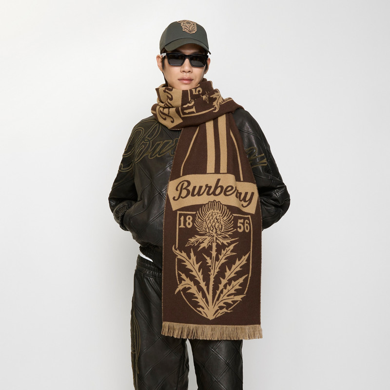 Burberry Thistle Shield Wool Scarf outlook