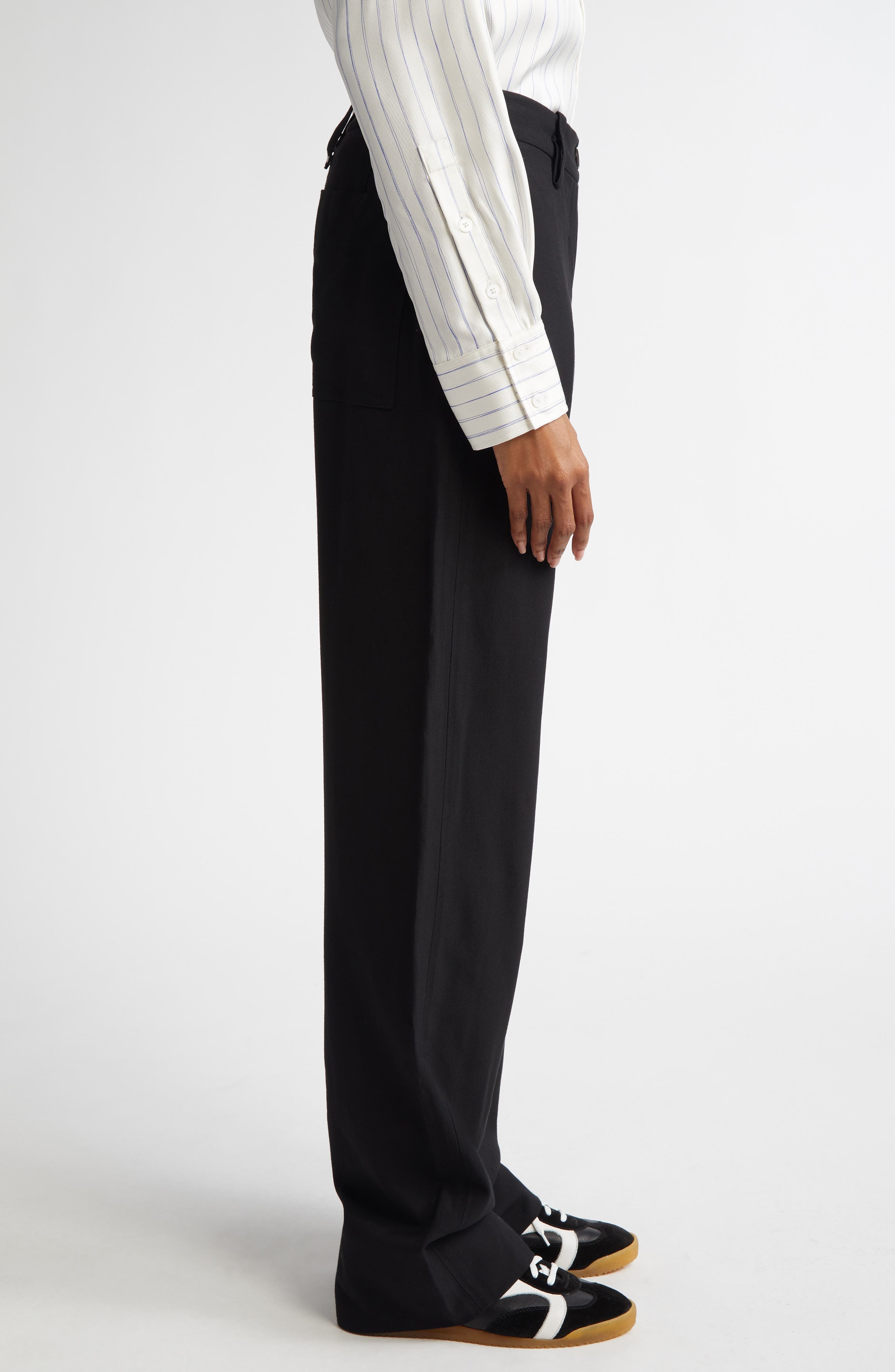 Proenza Schouler Weyes Crepe Straight Leg Pants in Black at Nordstrom - 4