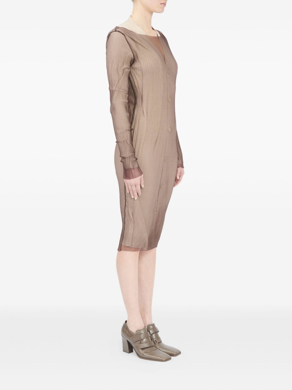 ribbed buttoned cardigan dress - 3