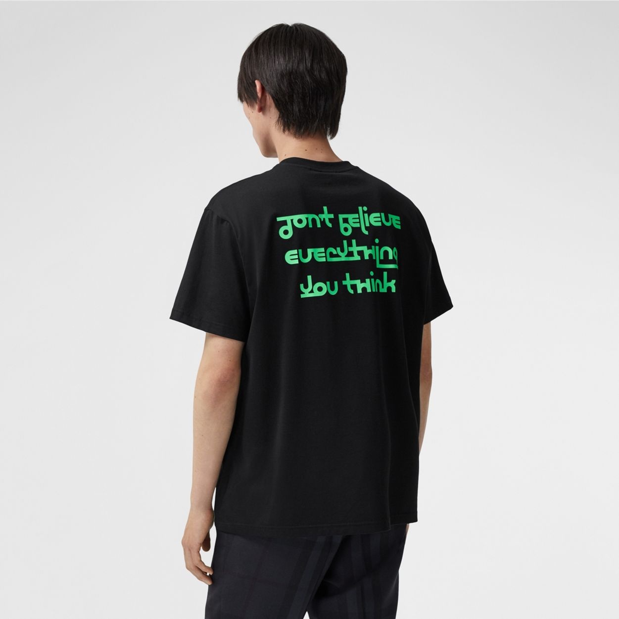 Slogan Print Cotton Oversized T-shirt - 4