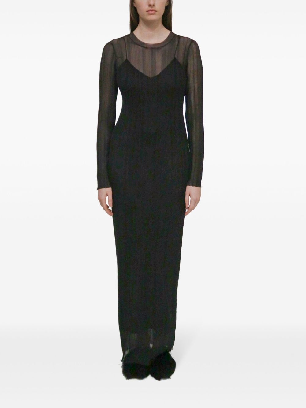 sheer plissé dress - 2