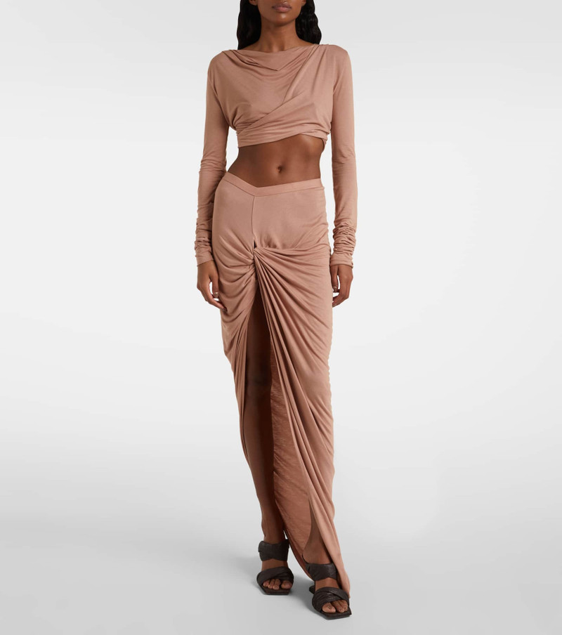Rick Owens Asymmetric gathered jersey maxi skirt outlook