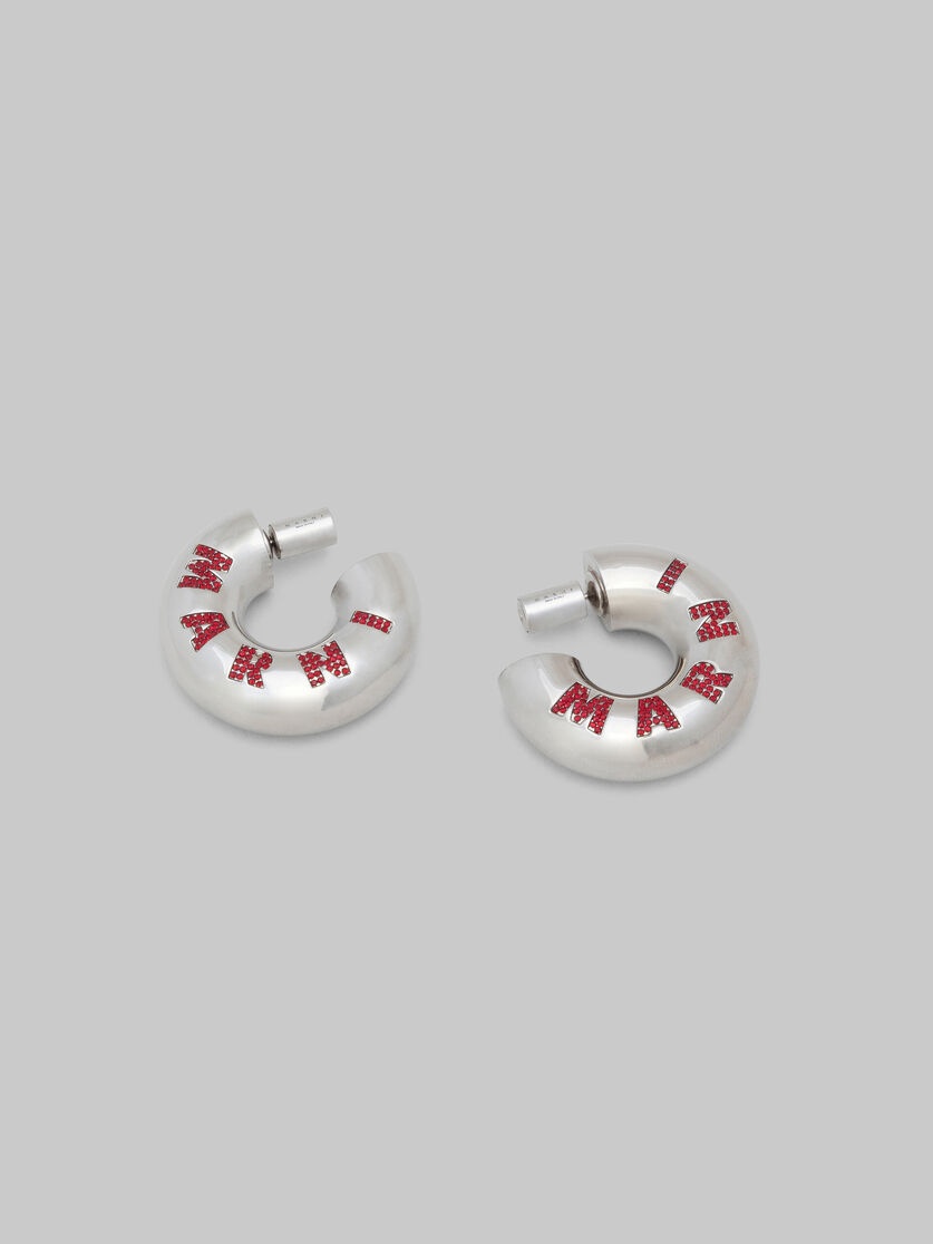 SILVER TUBE EARRINGS WITH RHINSTONE MARNI LOGO - 4