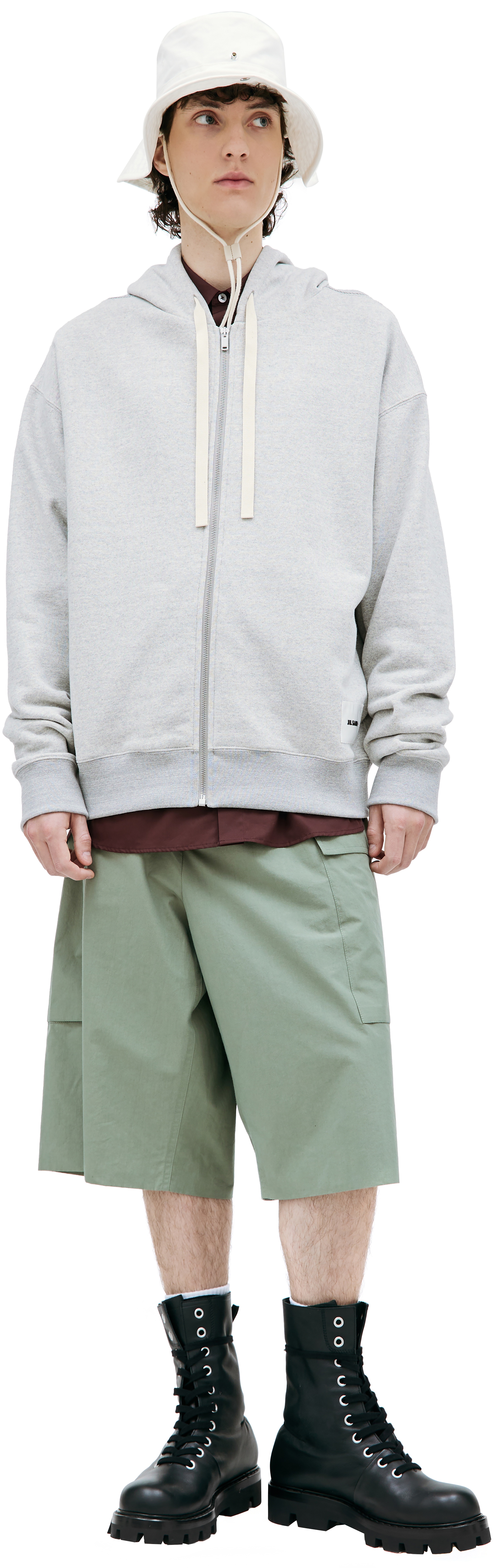 GREY ZIPPED HOODIE - 1