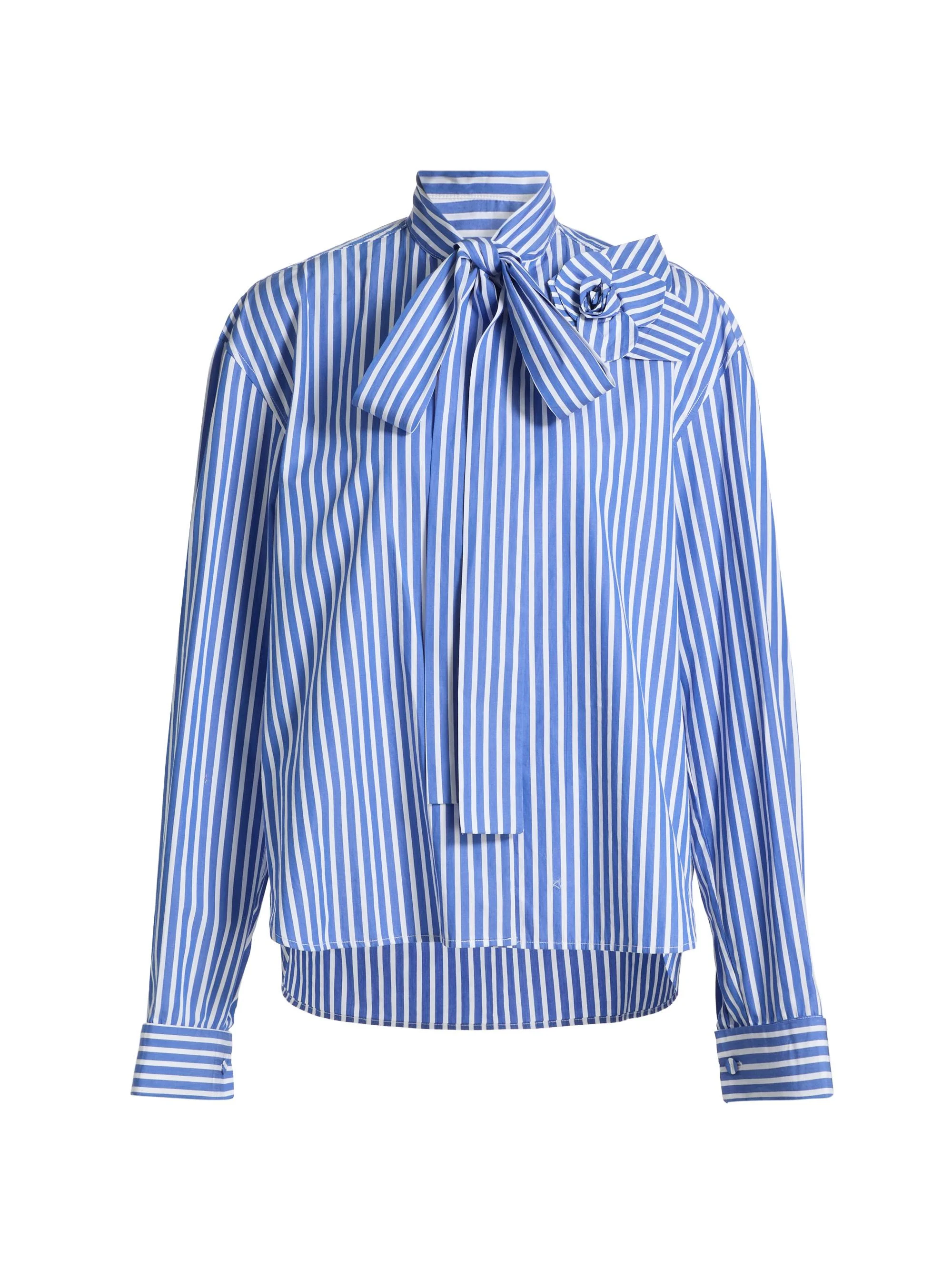 Women's Flor Striped Cotton Poplin Button-Front Shirt - Deep Blue - 1