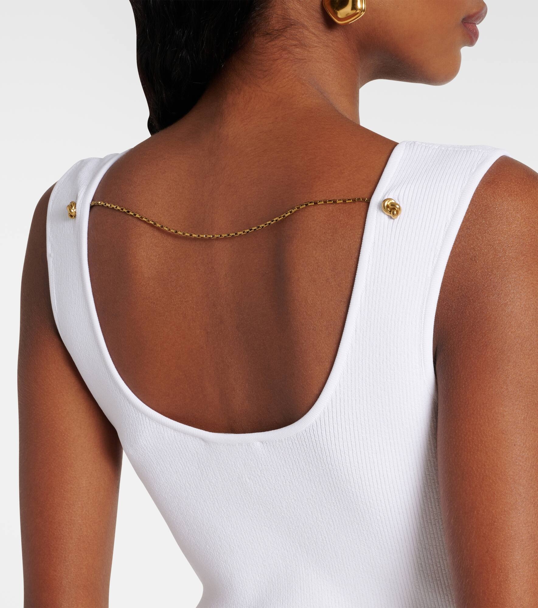 Chain-detail ribbed-knit midi dress - 5