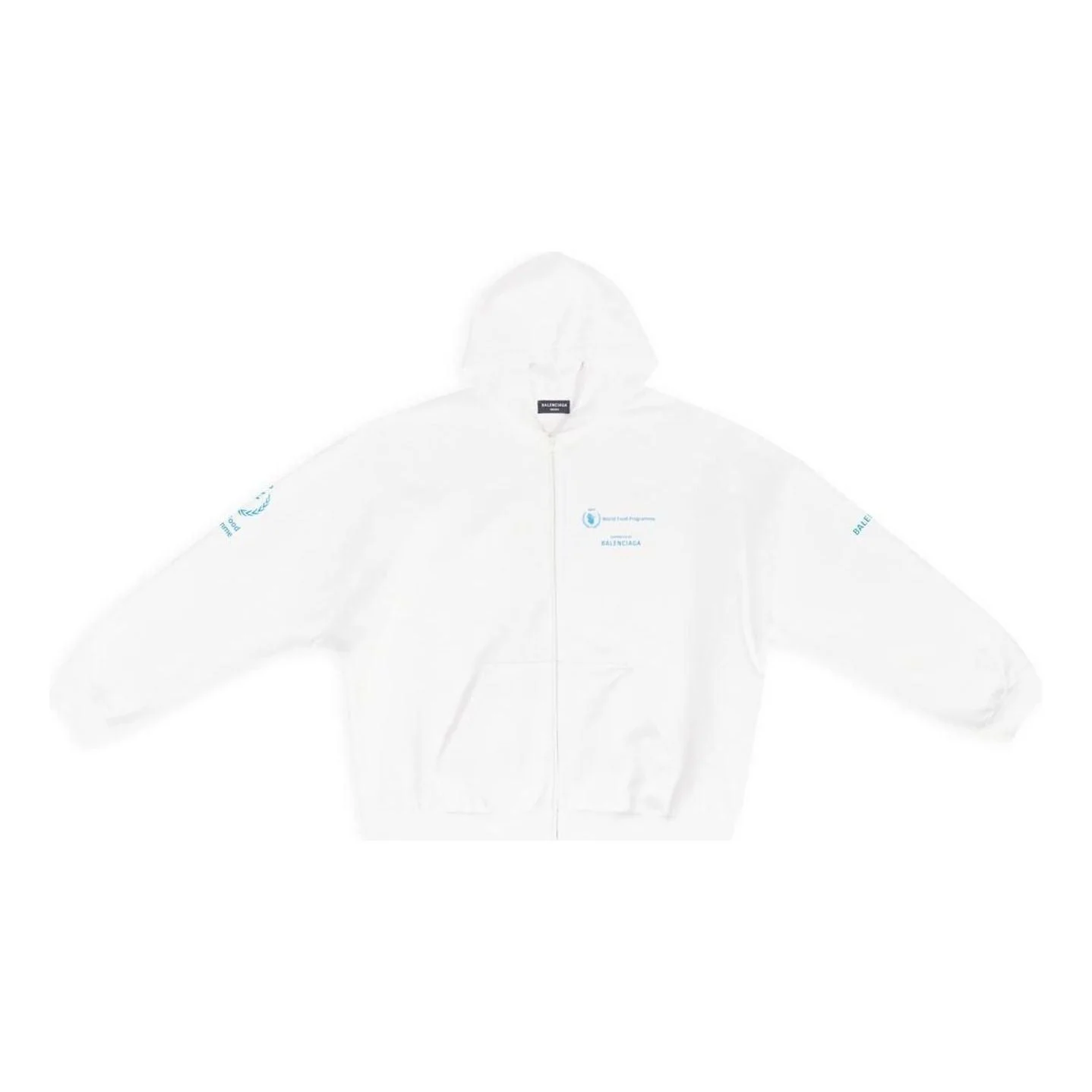 Balenciaga FW22 WFP Zip Up Hoodie 'White Blue' 674719TMVL19086 - 1