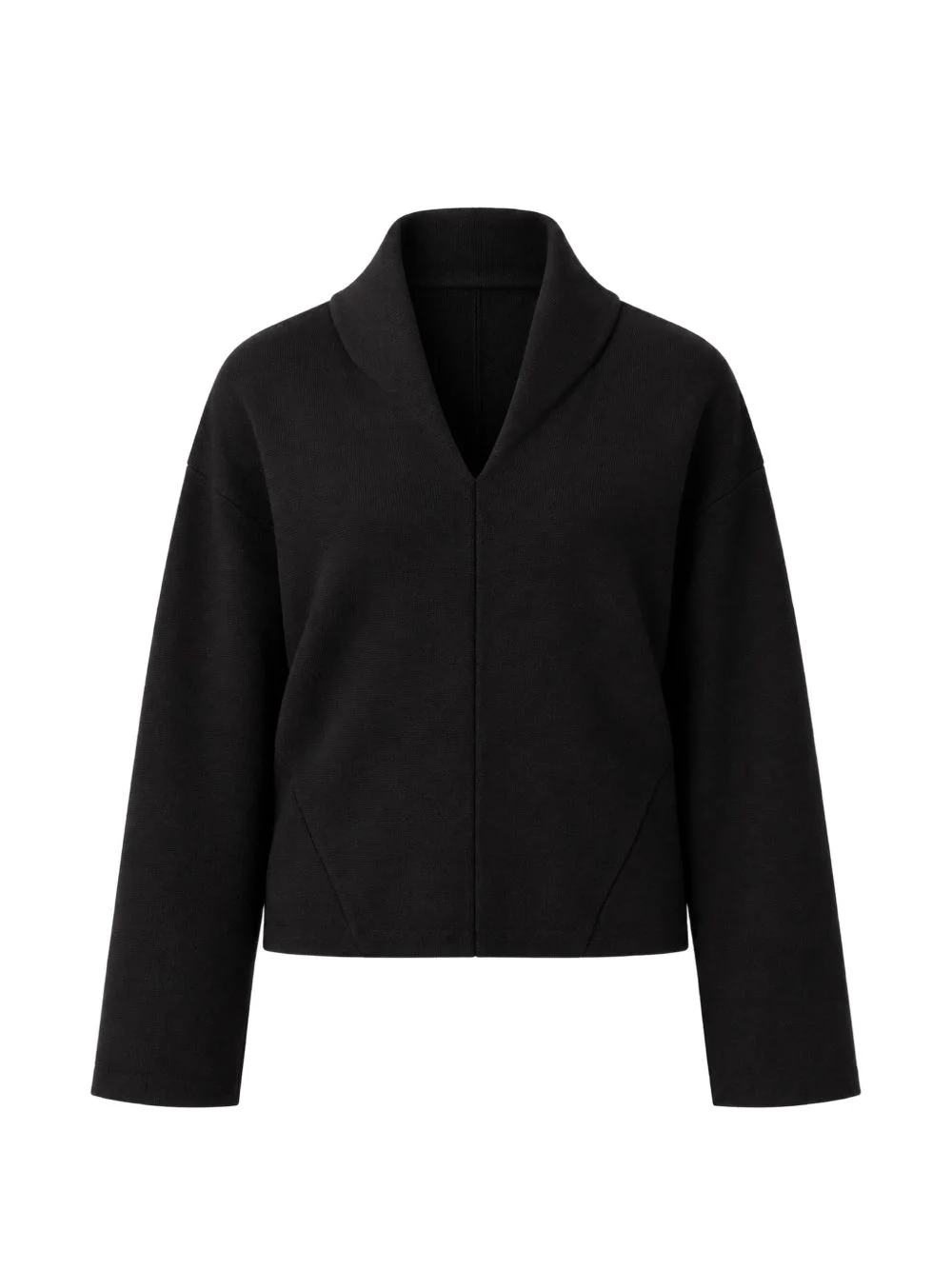 shawl-collar elasticated-hem sweater - 1