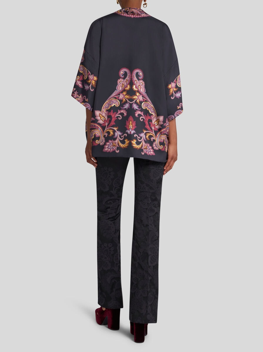 SILK TWILL KESA WITH PLACED PRINT - 4