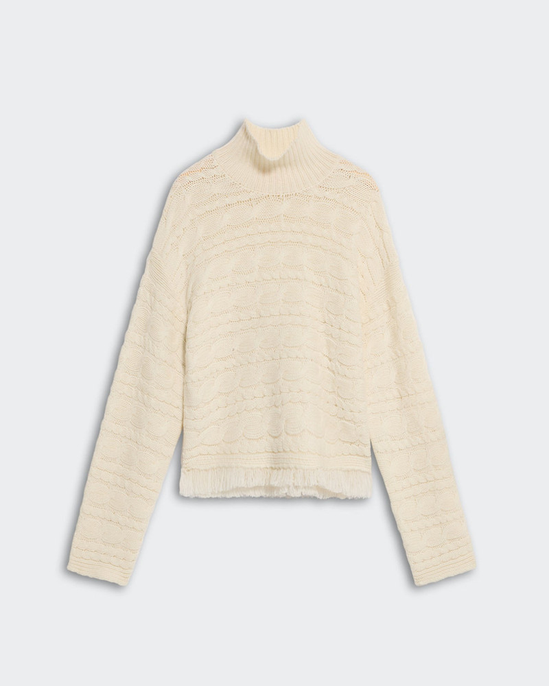 Cropped Cable Turtleneck - 1