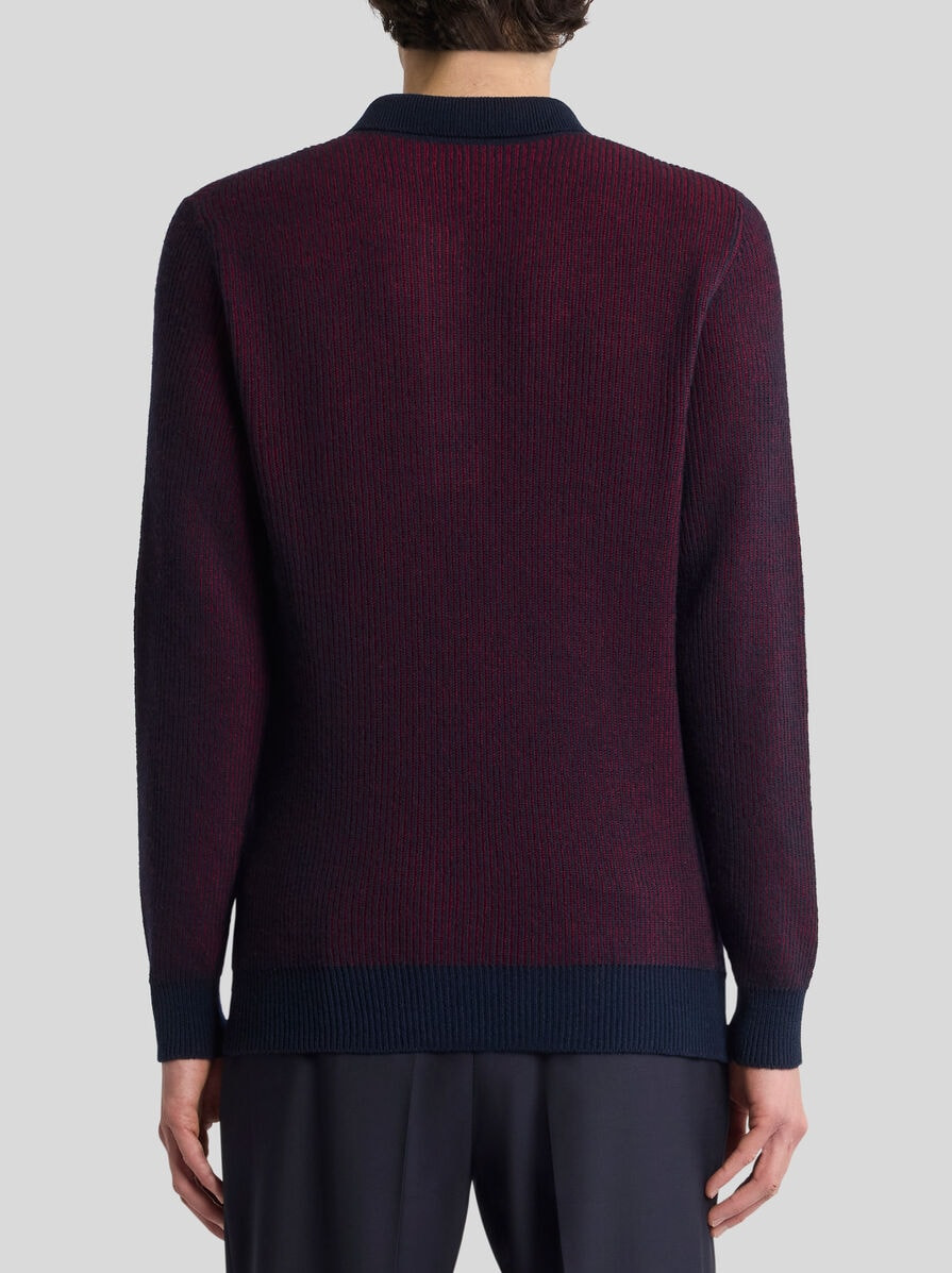 RIBBED WOOL POLO SHIRT - 5
