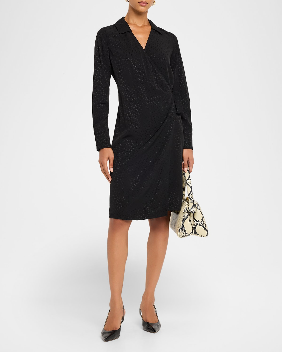 Diamond Jacquard Wrap Shirtdress - 4