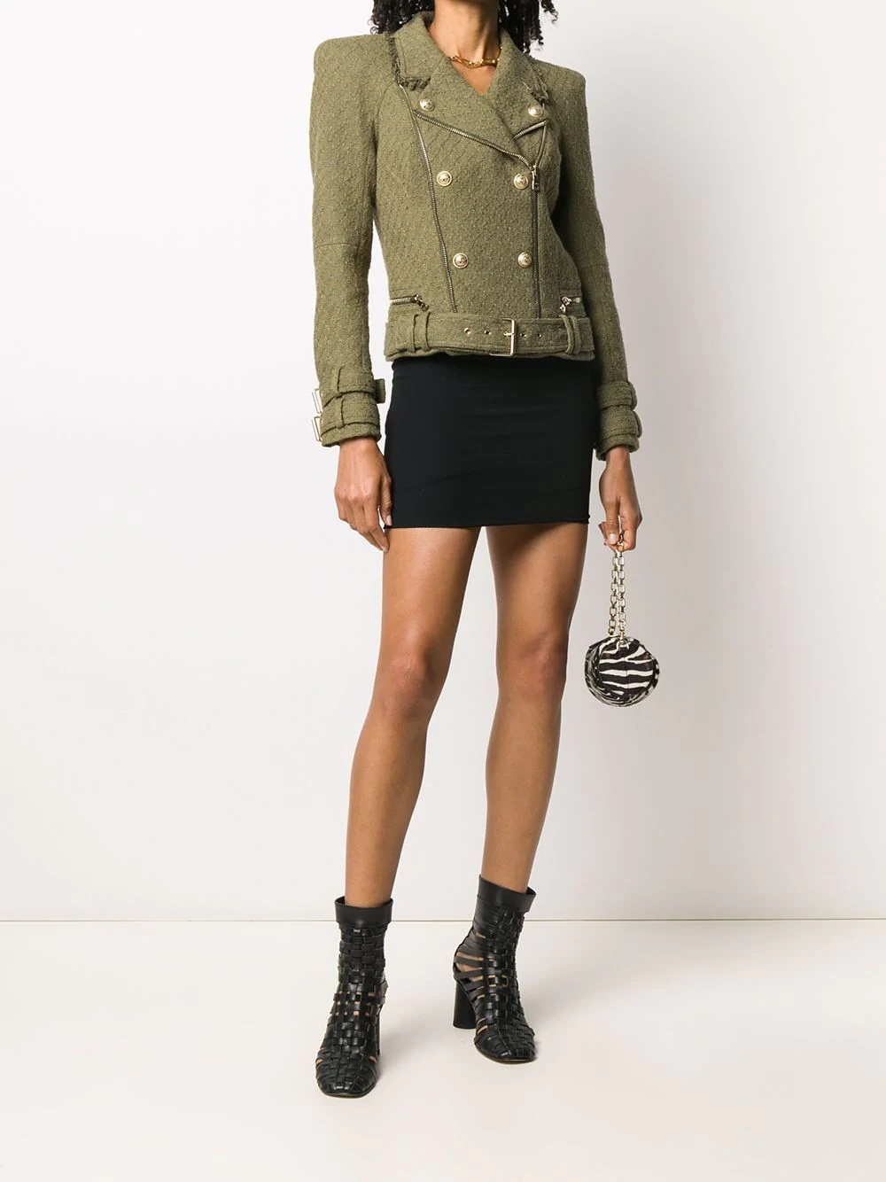 tweed biker jacket - 2