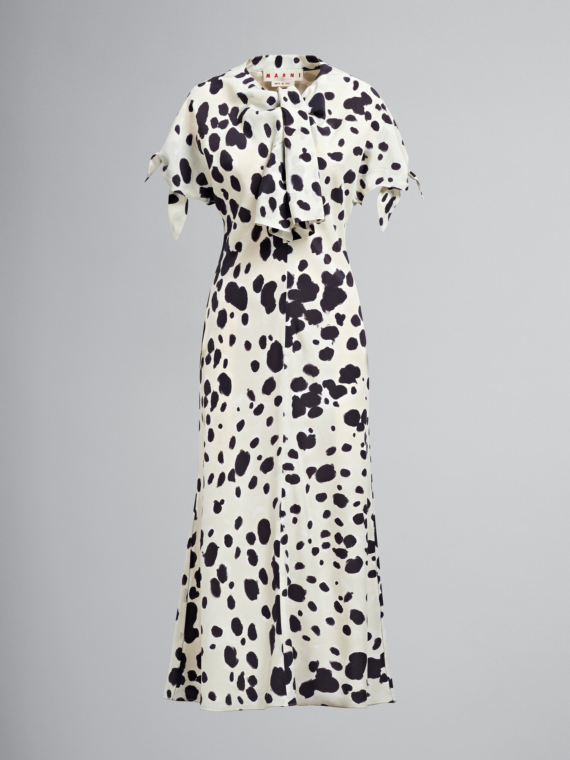 POP DOTS PRINT SILK CRÊPE LONG DRESS - 1