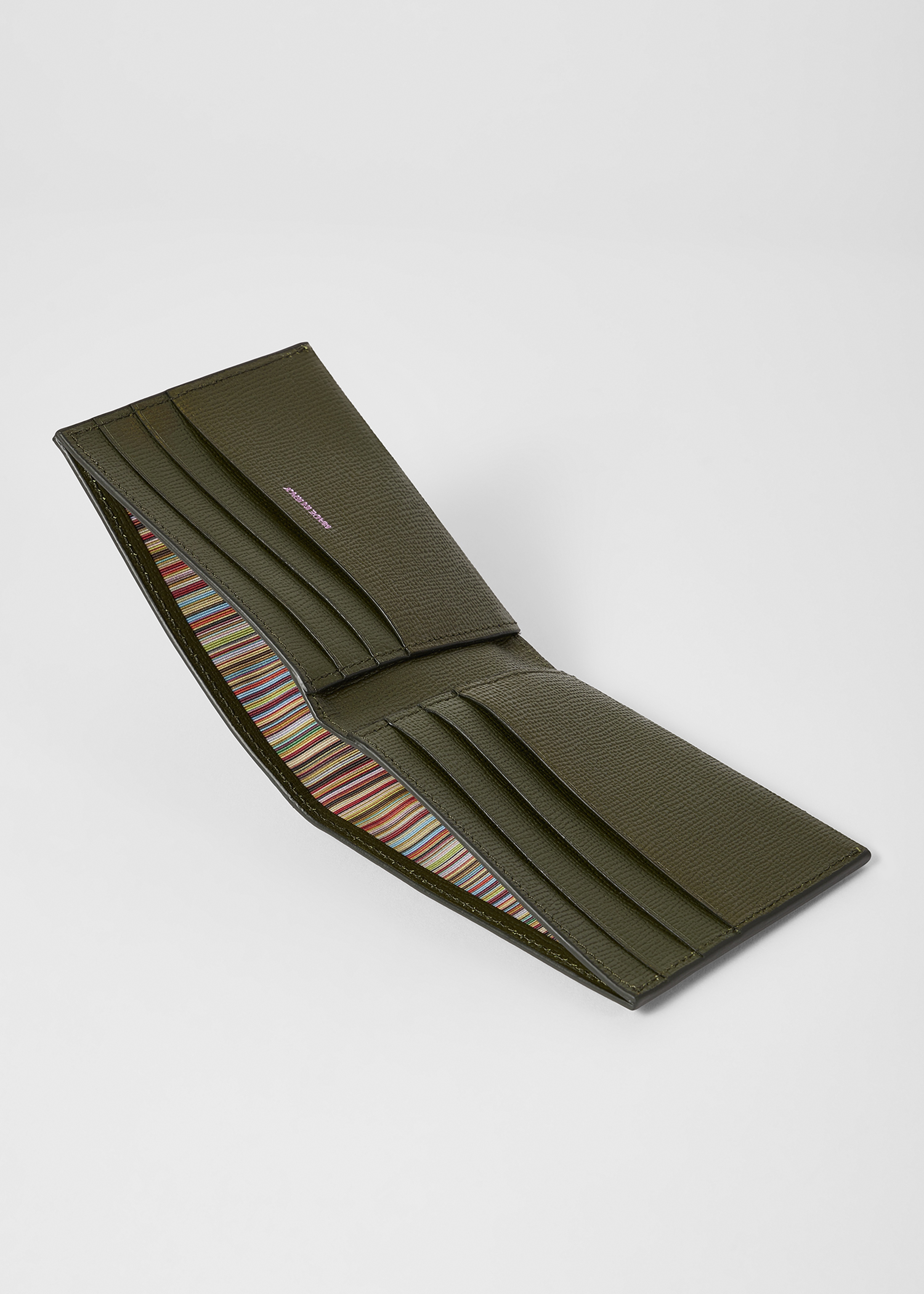 Green 'Floral Street' Grained Leather Billfold Wallet - 4