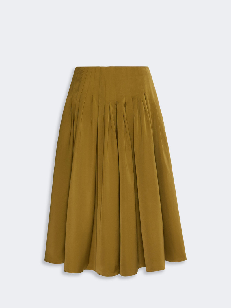 VALLE Cotton-blend satin flared skirt - MUSTARD 1