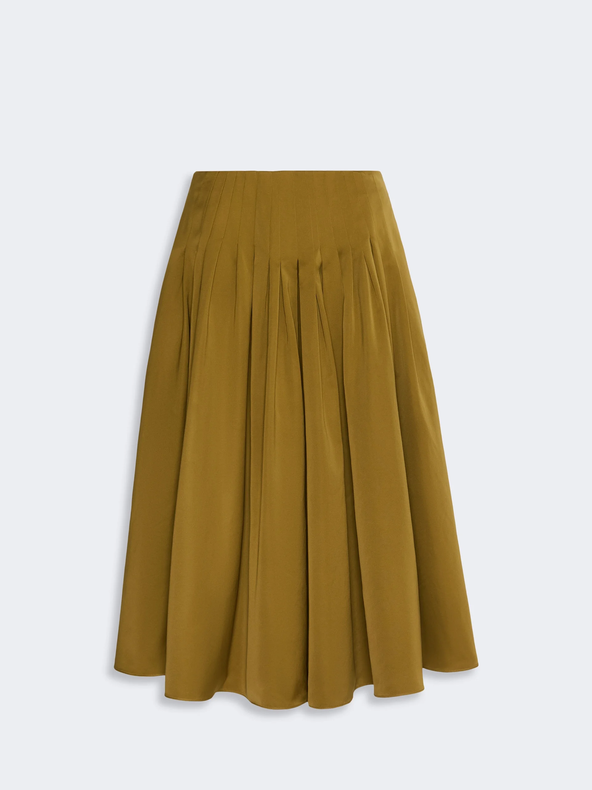 VALLE Cotton-blend satin flared skirt - MUSTARD - 1