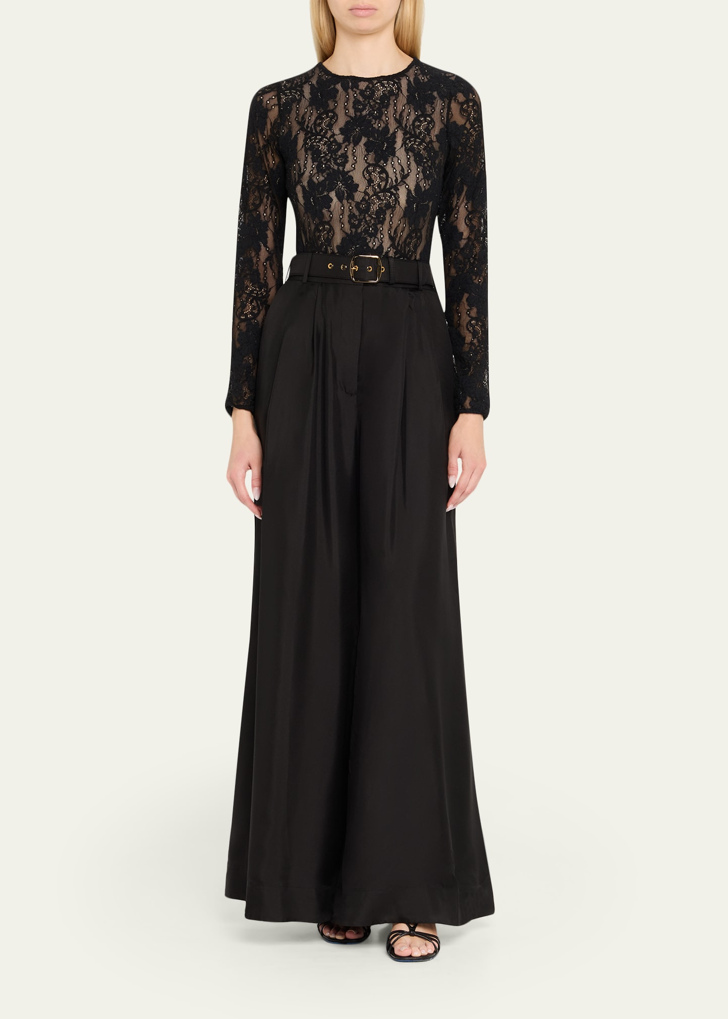 Long-Sleeve Lace Bodysuit - 2